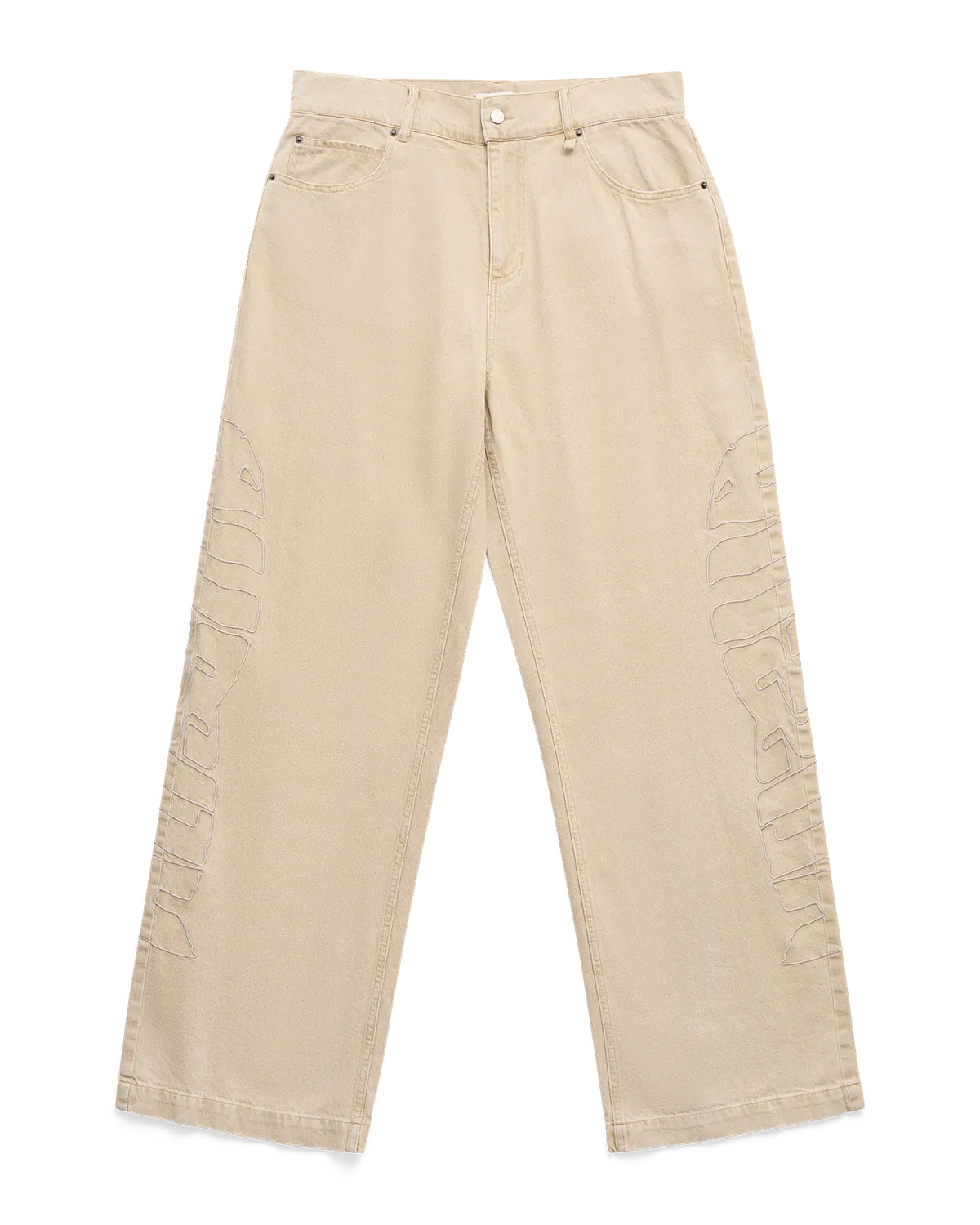 Alis Bam Wide Fit Jeans faded sand broderi