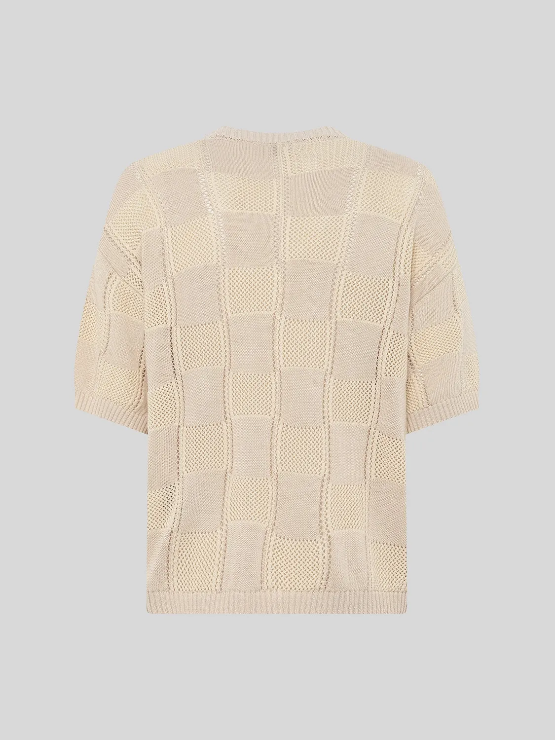 Laneus strikket t-shirt beige ternet boxy