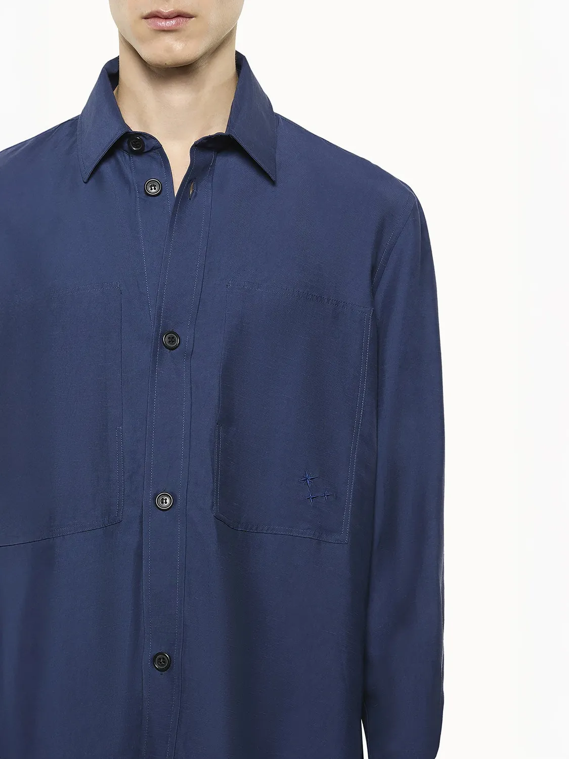 Laneus Cancun overshirt navy viskose hør