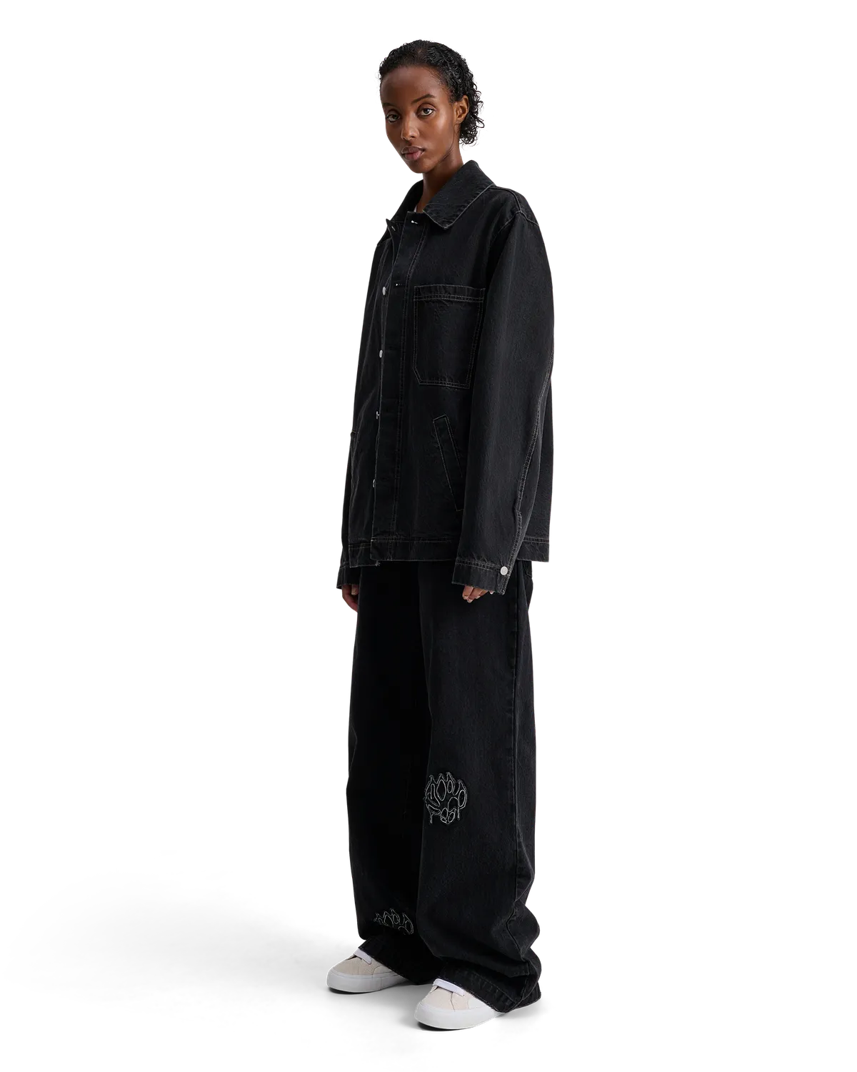 Alis Viren worker jakke washed black bomuld