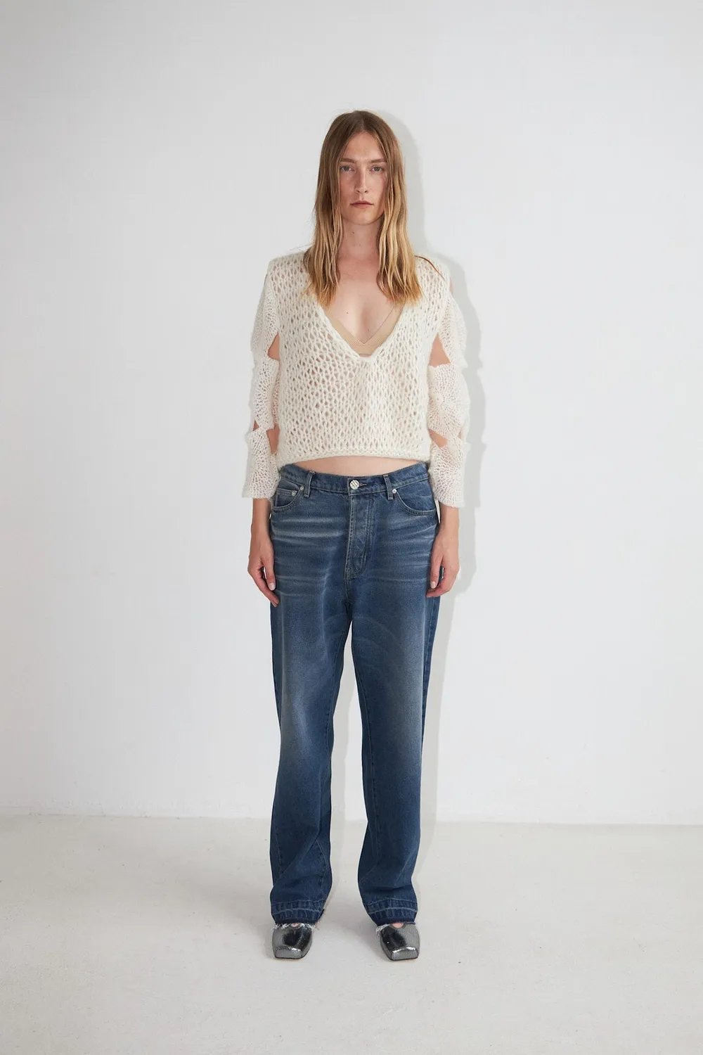 DAWNXDARE Circa 102 pullover chalk V-hals mohair