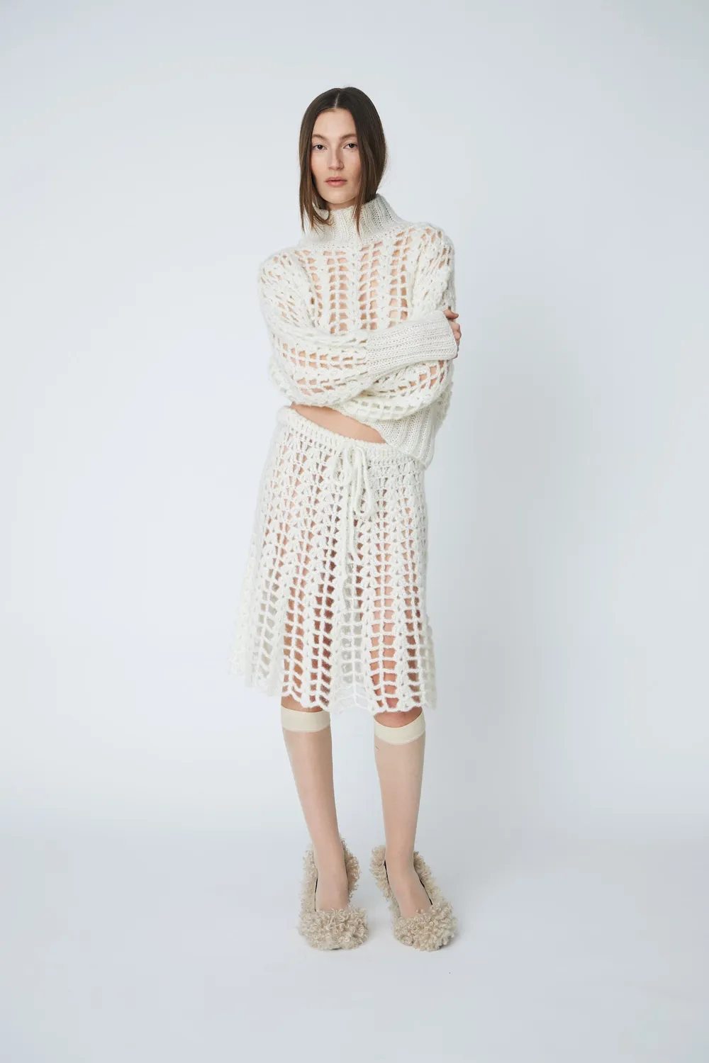 DAWNXDARE Erica Crochet pullover 102 Chalk hæklet