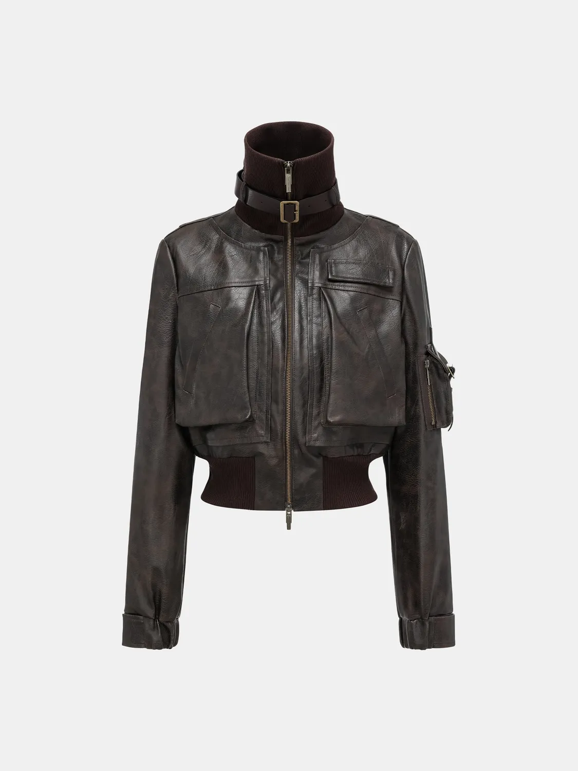 Feng Chen Wang deconstructed jakke brun kort