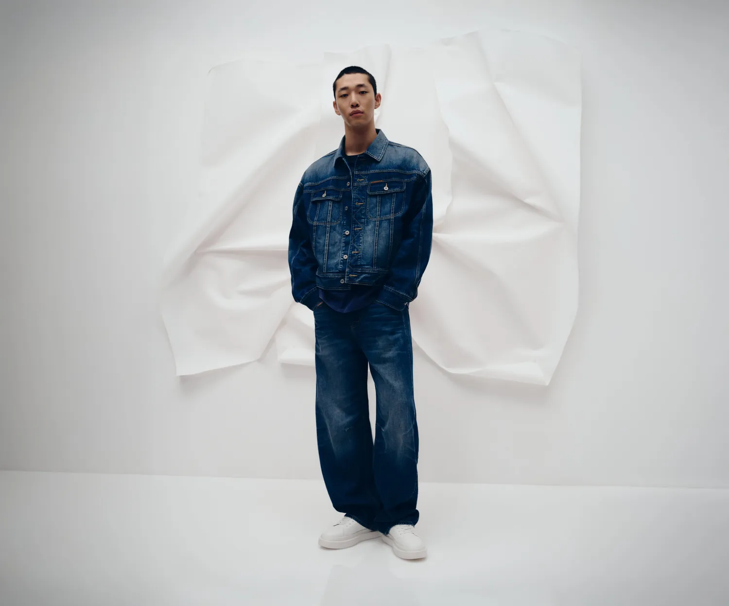 Lee x Feng Chen Wang L/S denimjakke mørk vask