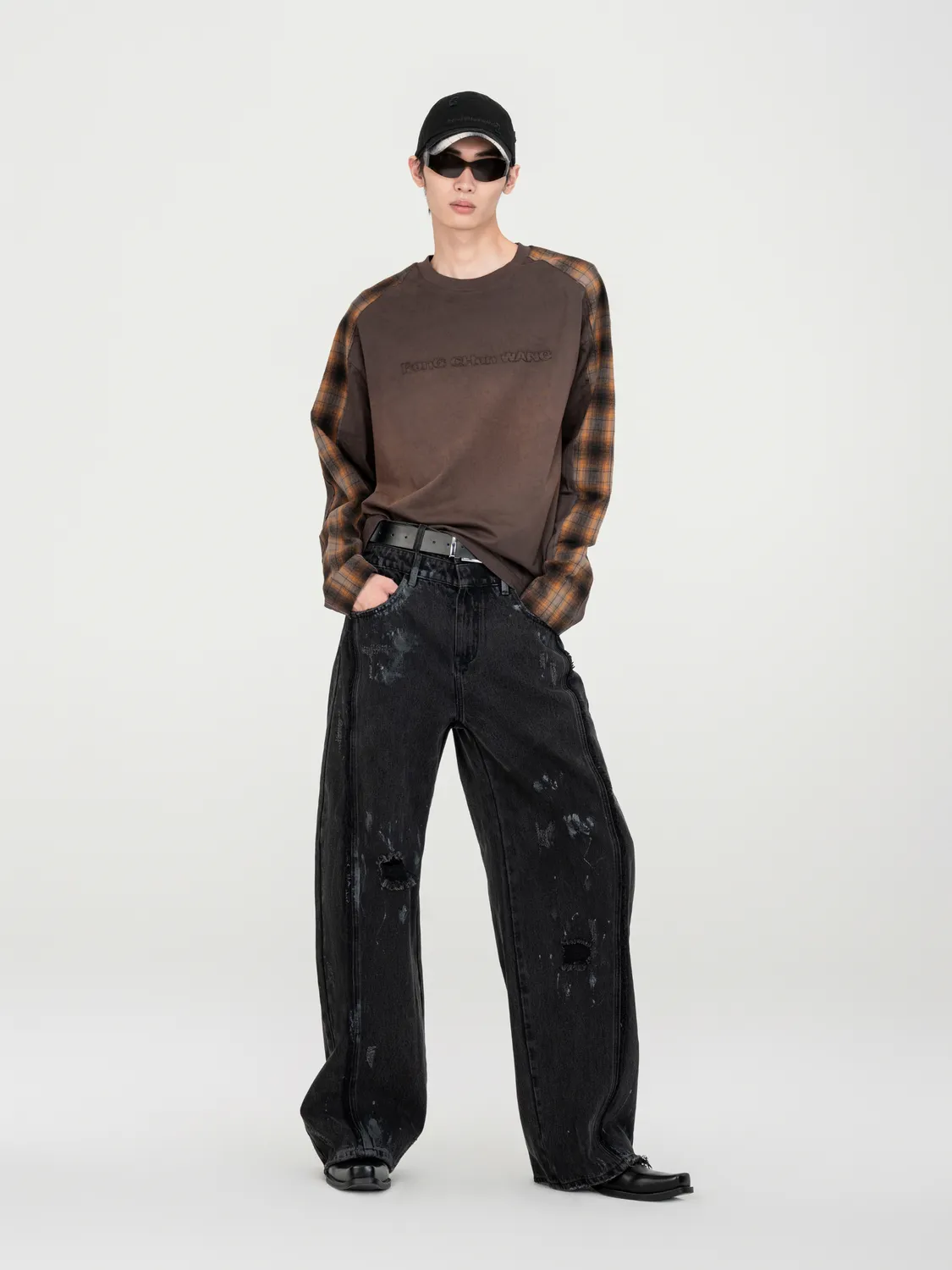 Feng Chen Wang Gradient Washed T-shirt brun langærmet