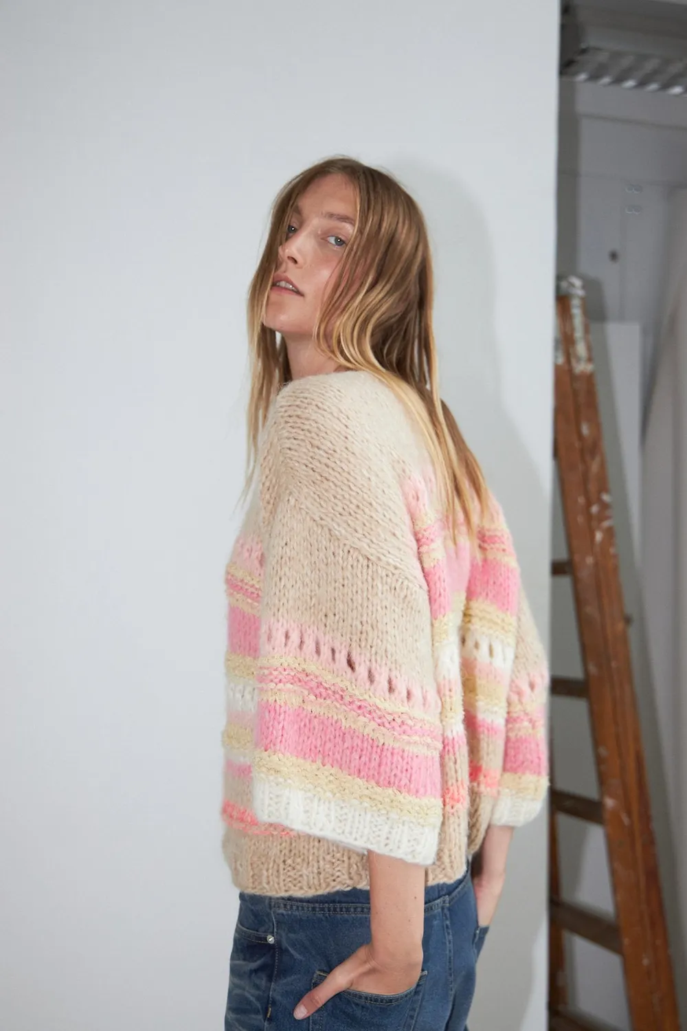 DAWNXDARE Elvina pullover pink shade hulmønster