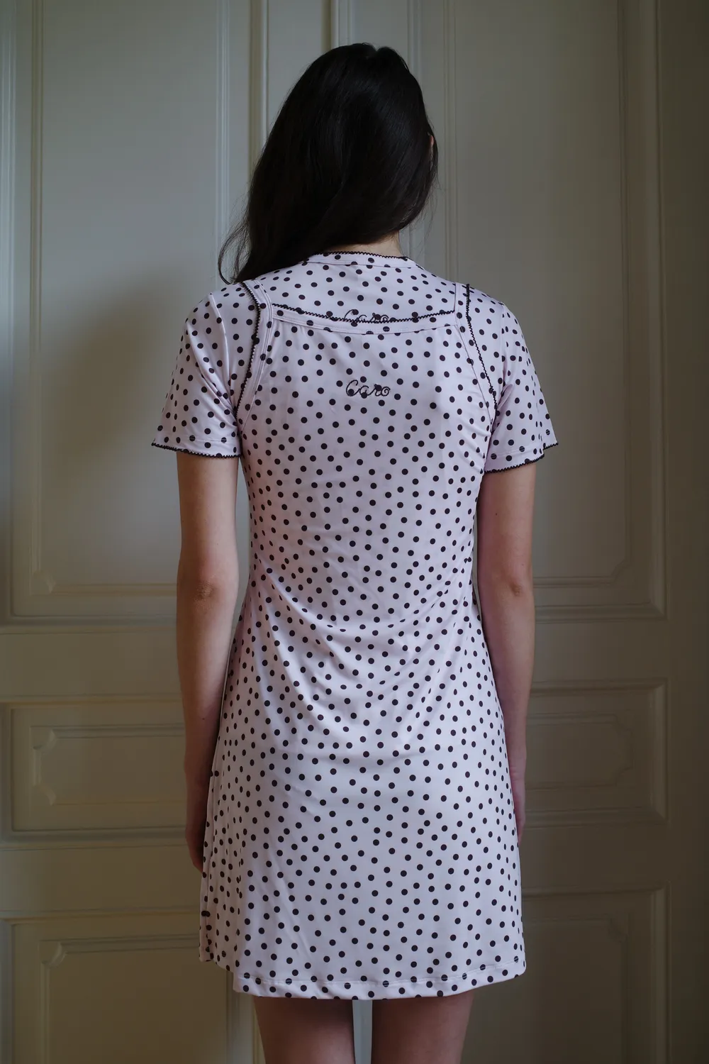 Caro Editions Slip Dress jerseykjole Pink Dots strækbar