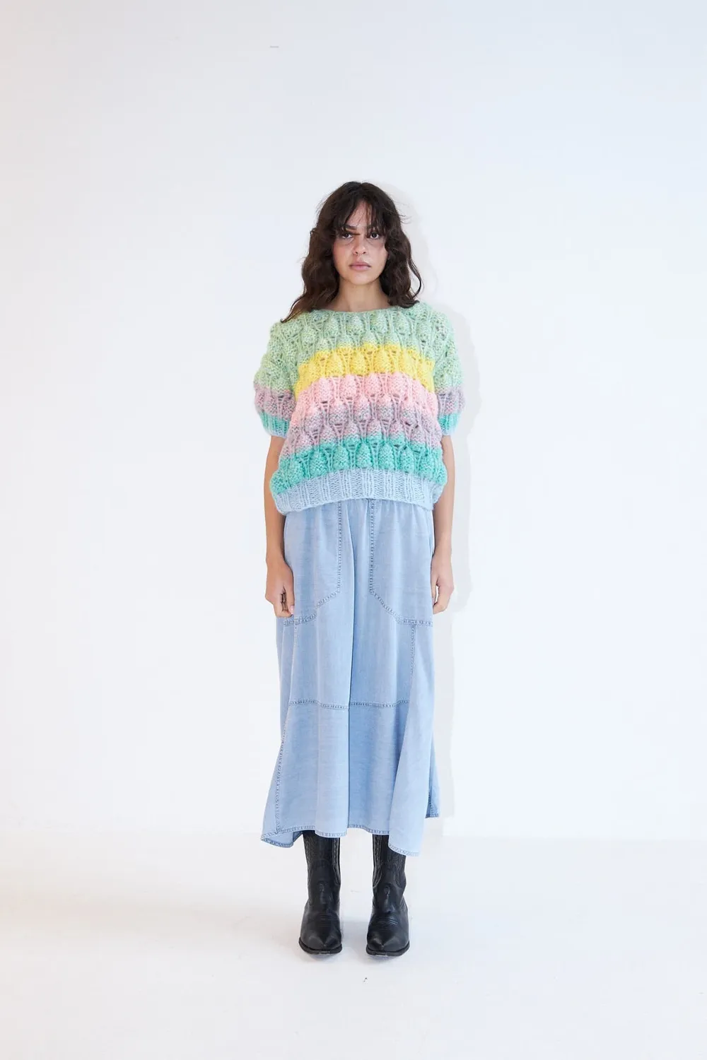 DAWNxDARE Acacia Shade strik top 921 ice blue mohair