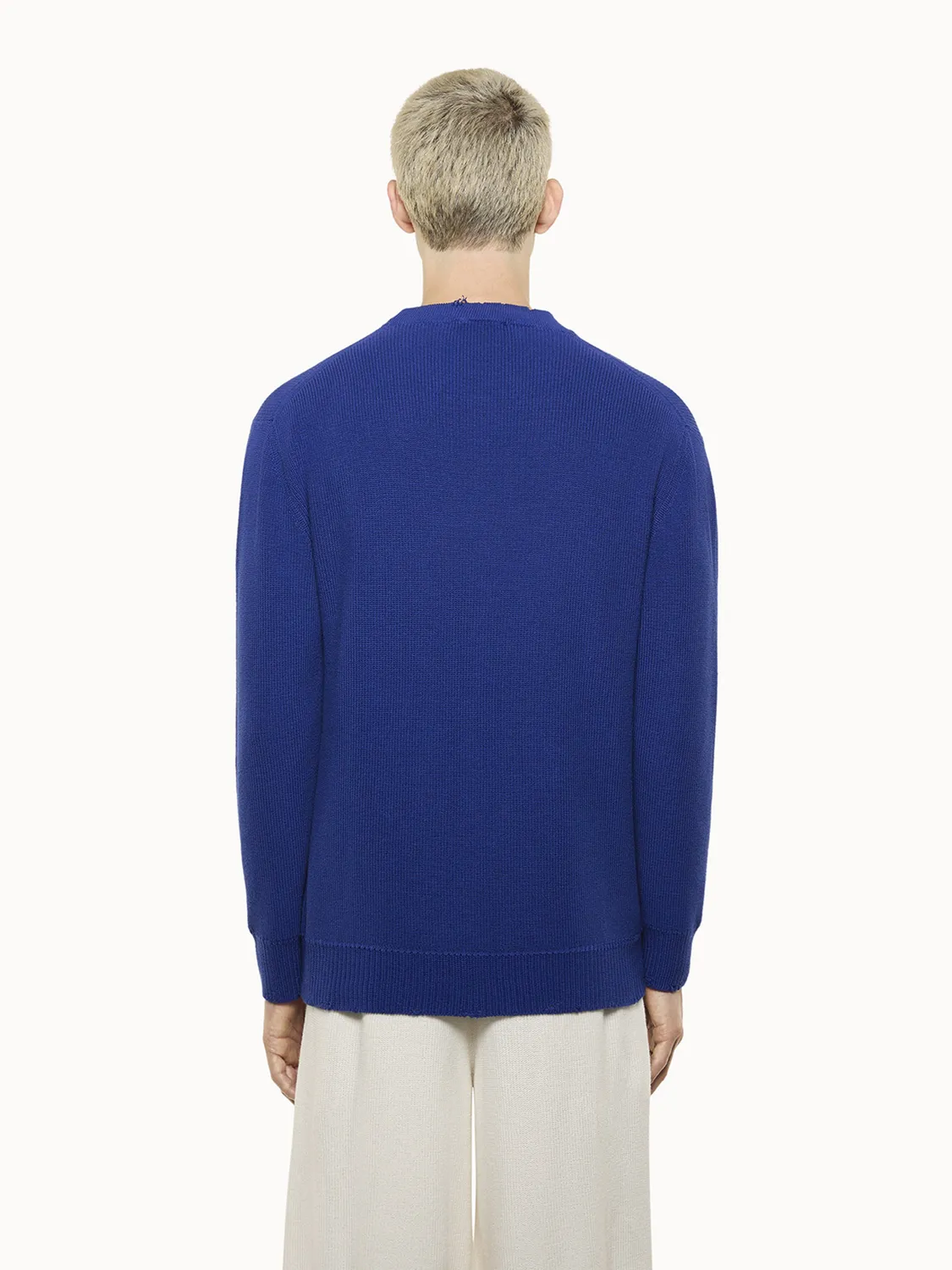 Laneus Crew Neck striktrøje blå bomuld