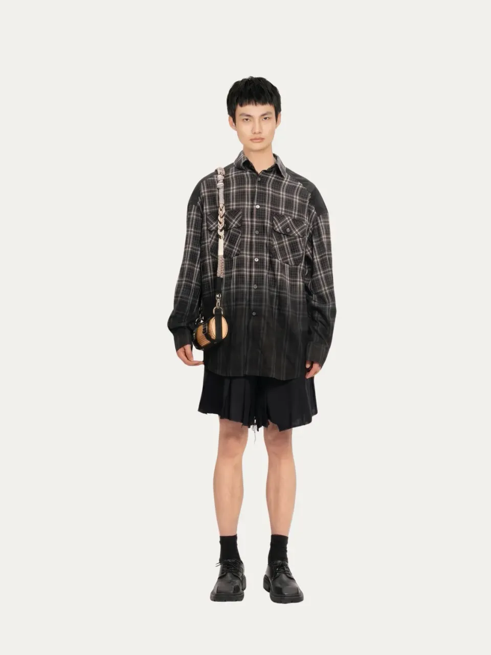 Feng Chen Wang Black Check arbejdsskjorte ternet