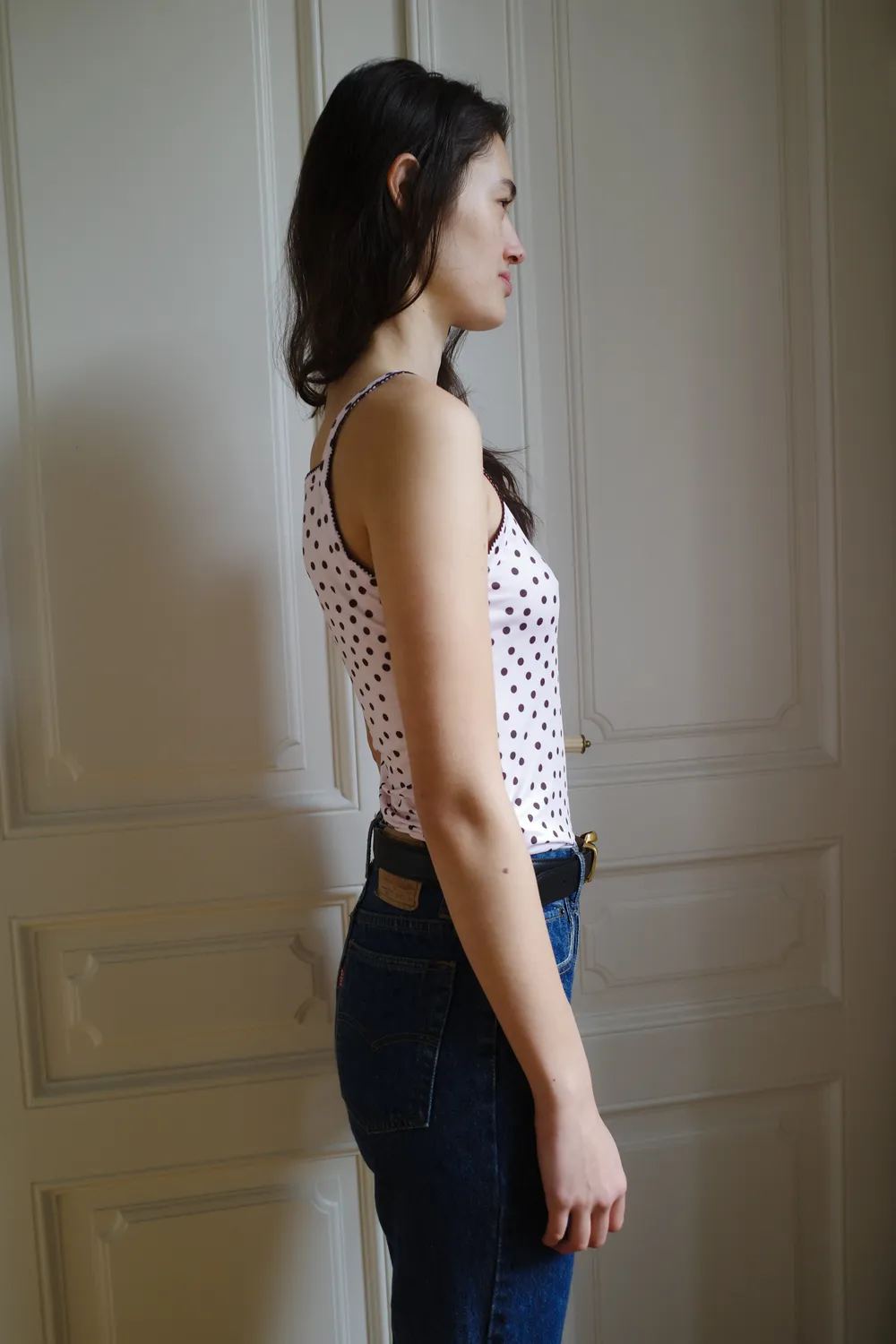 Caro Editions Jersey tanktop Pink Dots stræk