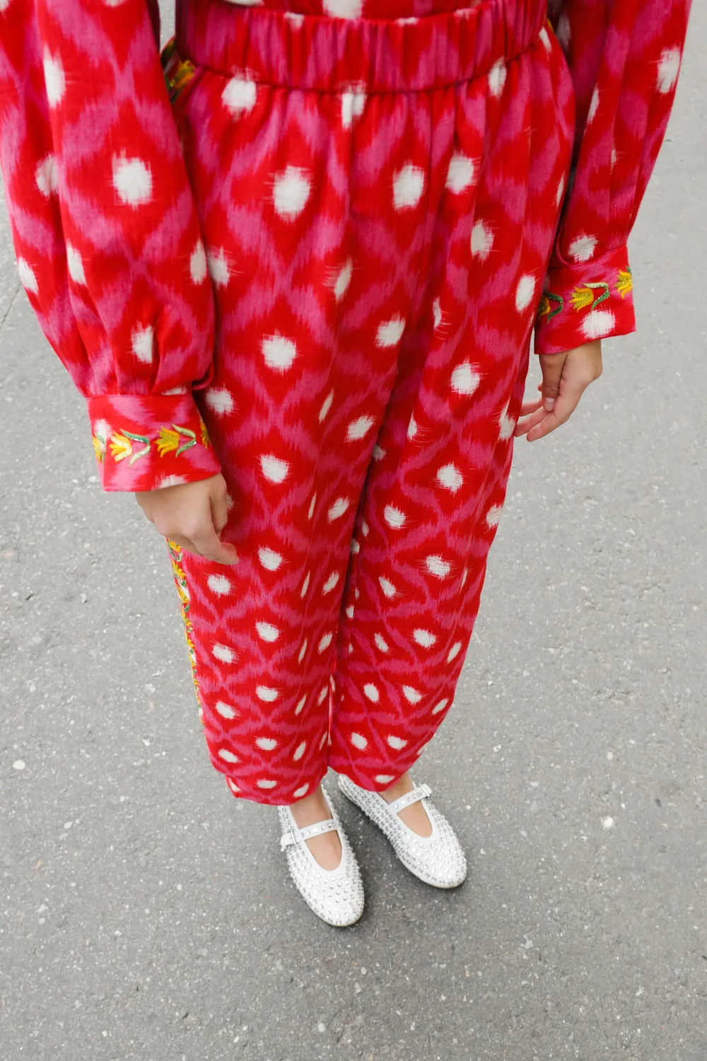 Caro Editions Coco Pants bukser rød ikat broderi