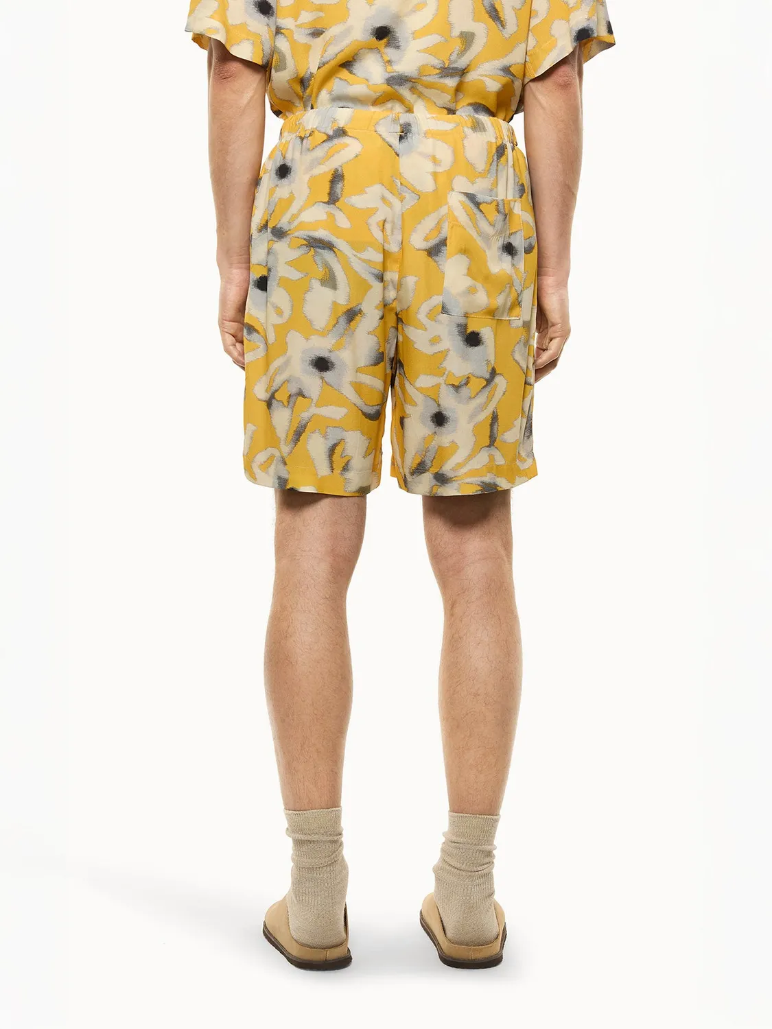 Laneus bermuda shorts gul mønstret viskose