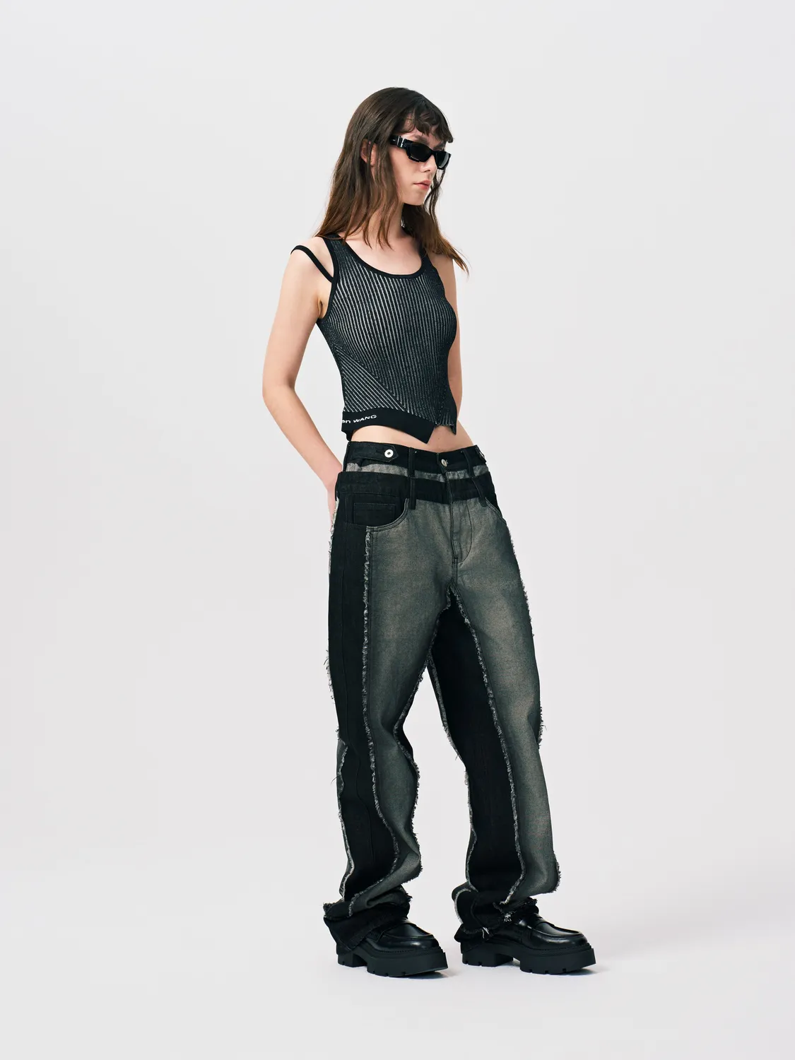 Feng Chen Wang Deconstructed strik tanktop merino cropped