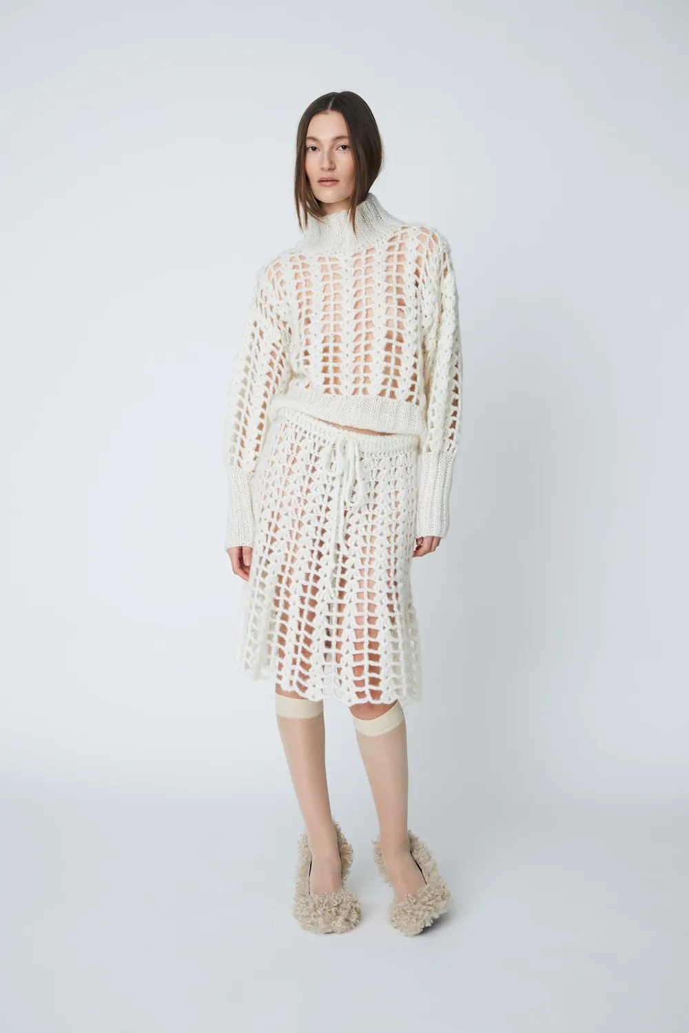 DAWNXDARE Erica Crochet pullover 102 Chalk hæklet