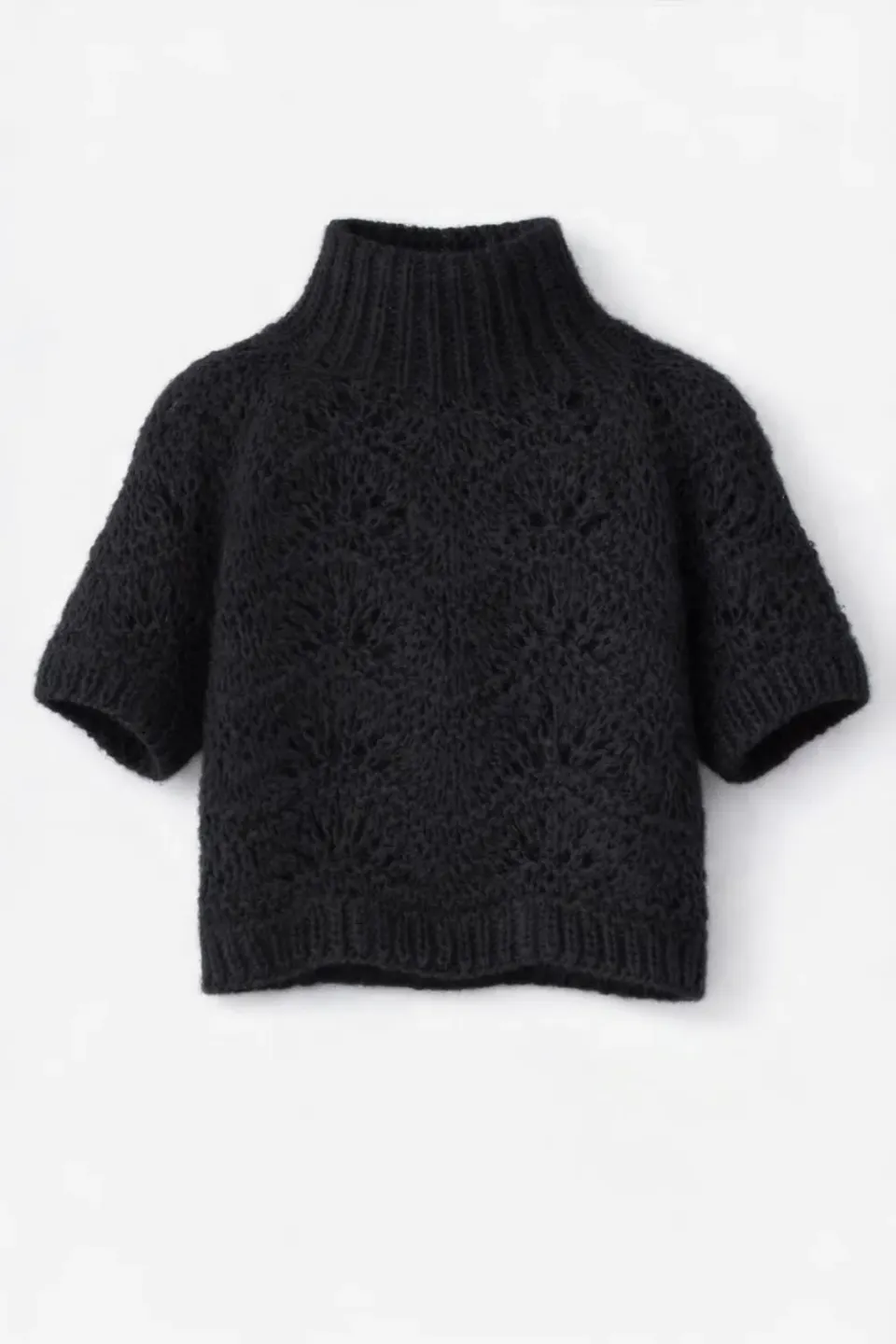 DAWNxDARE Esma strik 199 Black hulmønster kort ærme