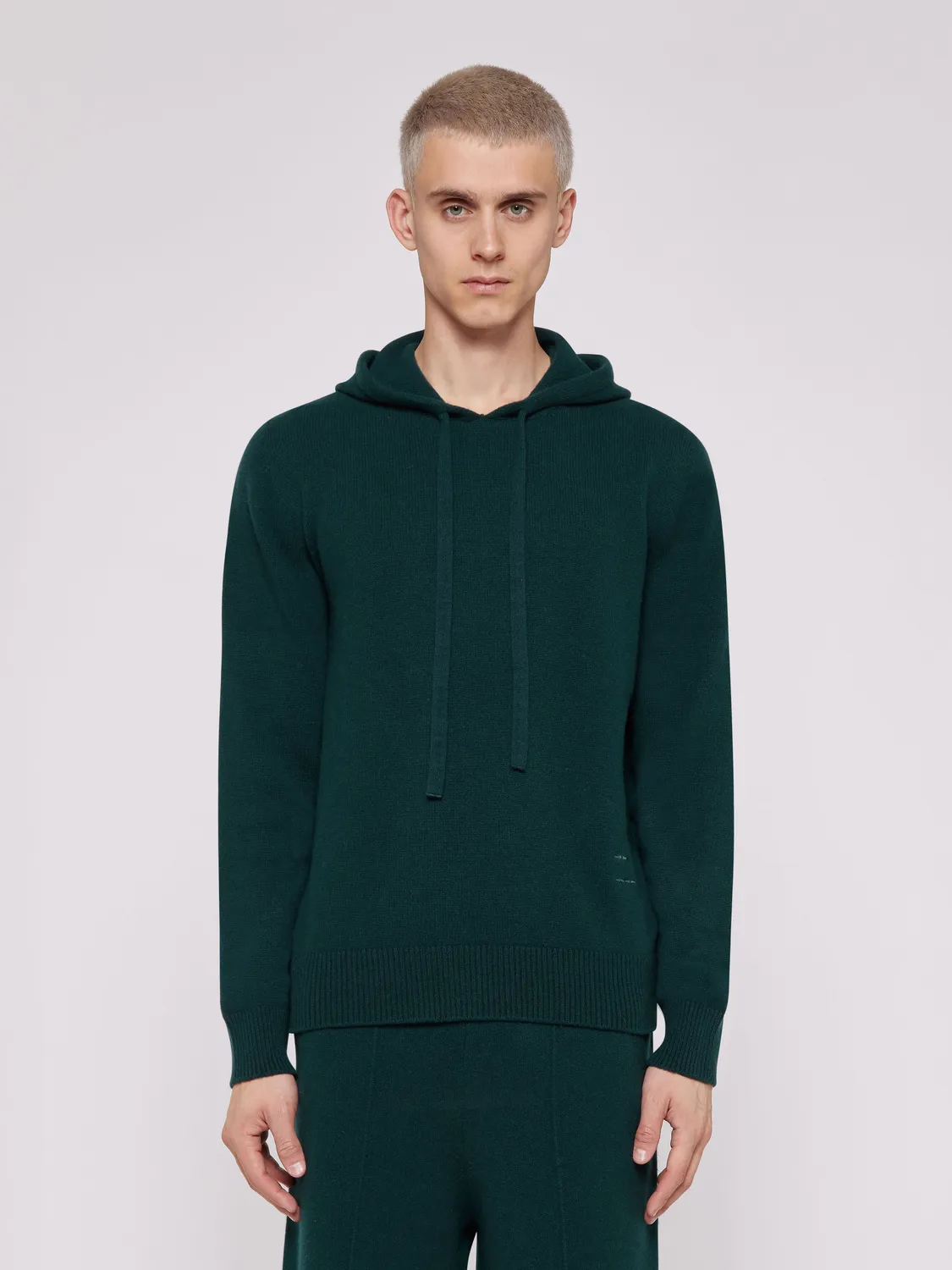 Laneus Wool Cashmere Hoodie hættetrøje gron uld