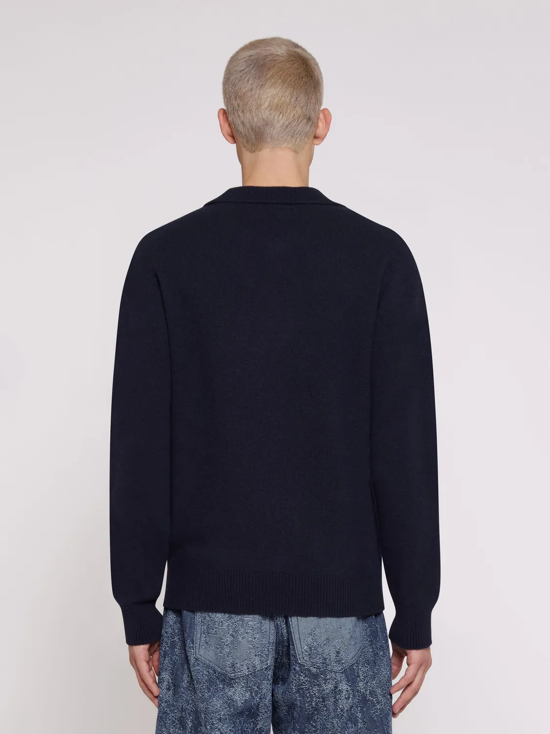 Laneus polo shirt uld cashmere navyblå