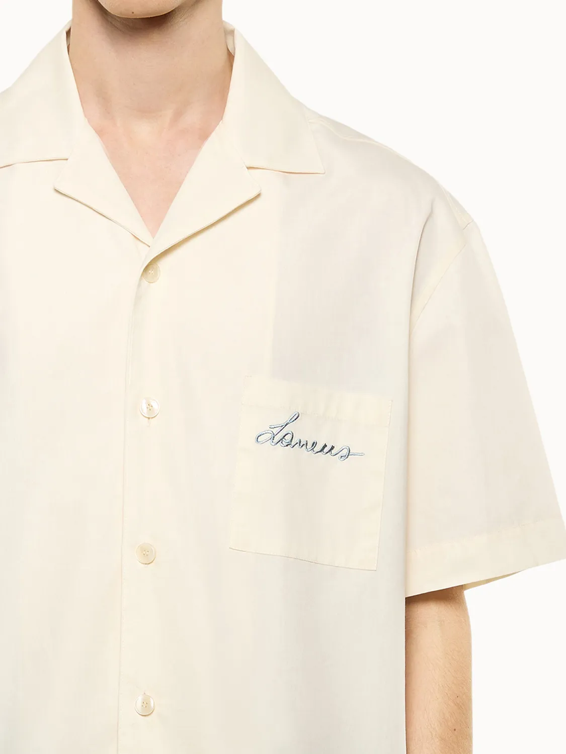 Laneus Embroidered Shirt skjorte creme bomuld
