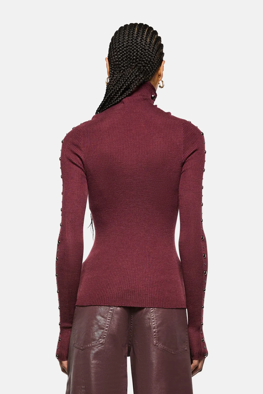 Laneus turtleneck rullekrave bordeaux merinould