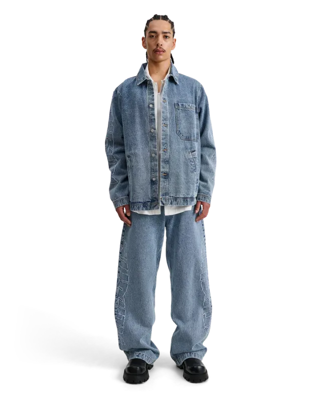 Alis Viren arbejdsjakke Washed Light Blue bomuld