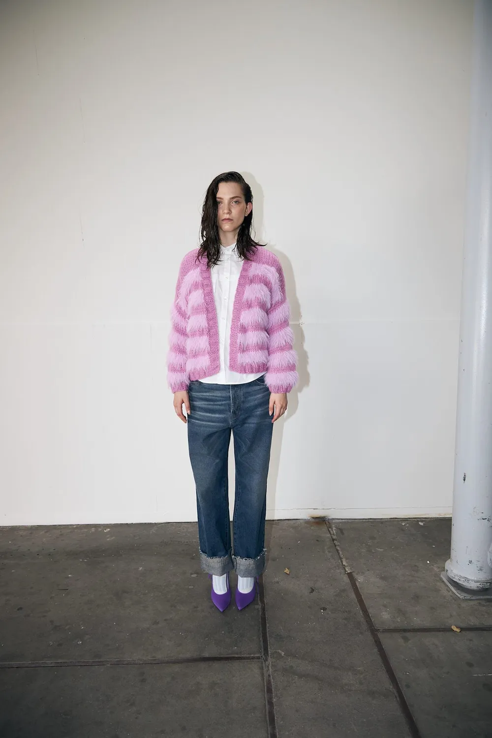 DAWNXDARE BABETTE 219 strikcardigan super pink mohair
