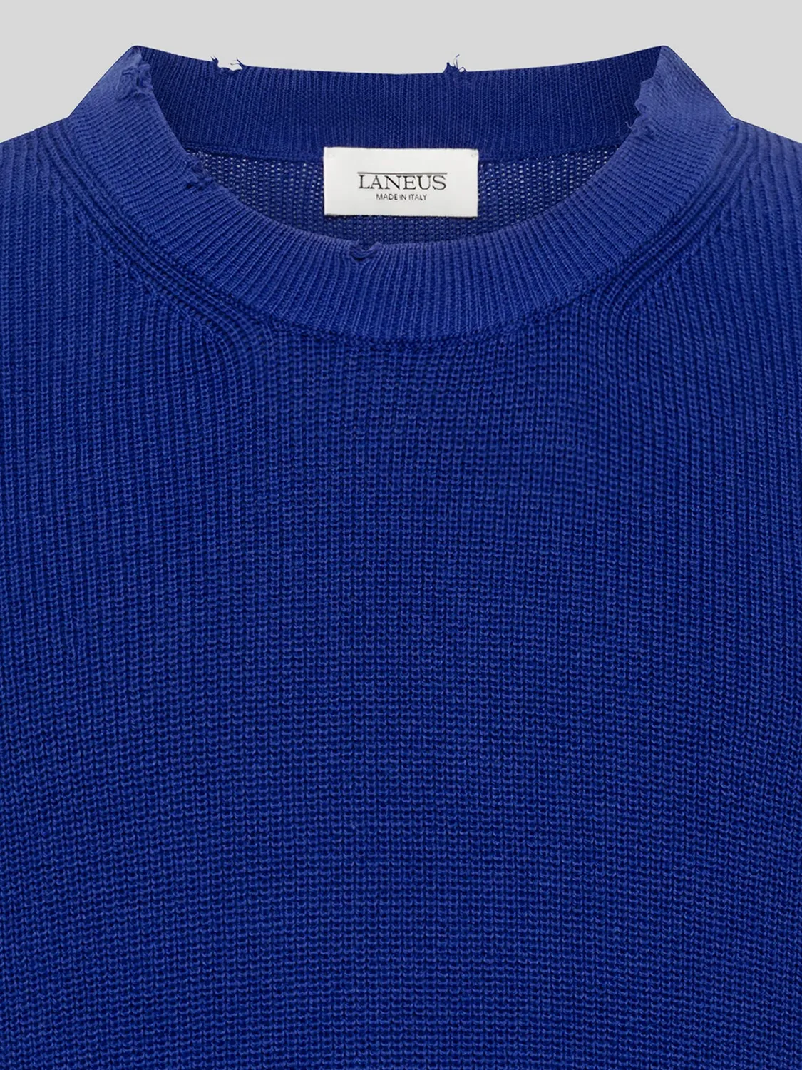 Laneus Crew Neck striktrøje blå bomuld