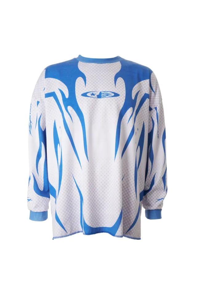 Hellstar Moto Jersey langærmet trøje blå med print