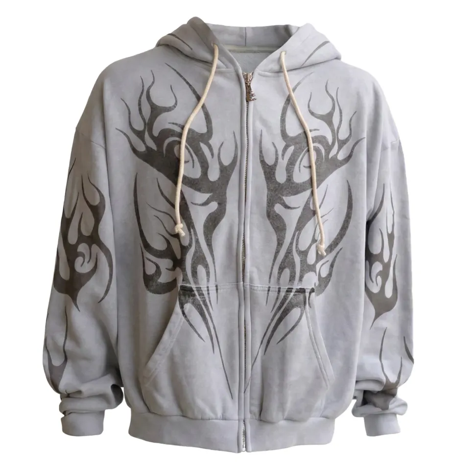 Hellstar Tribal Flame Zip-up grå fleece