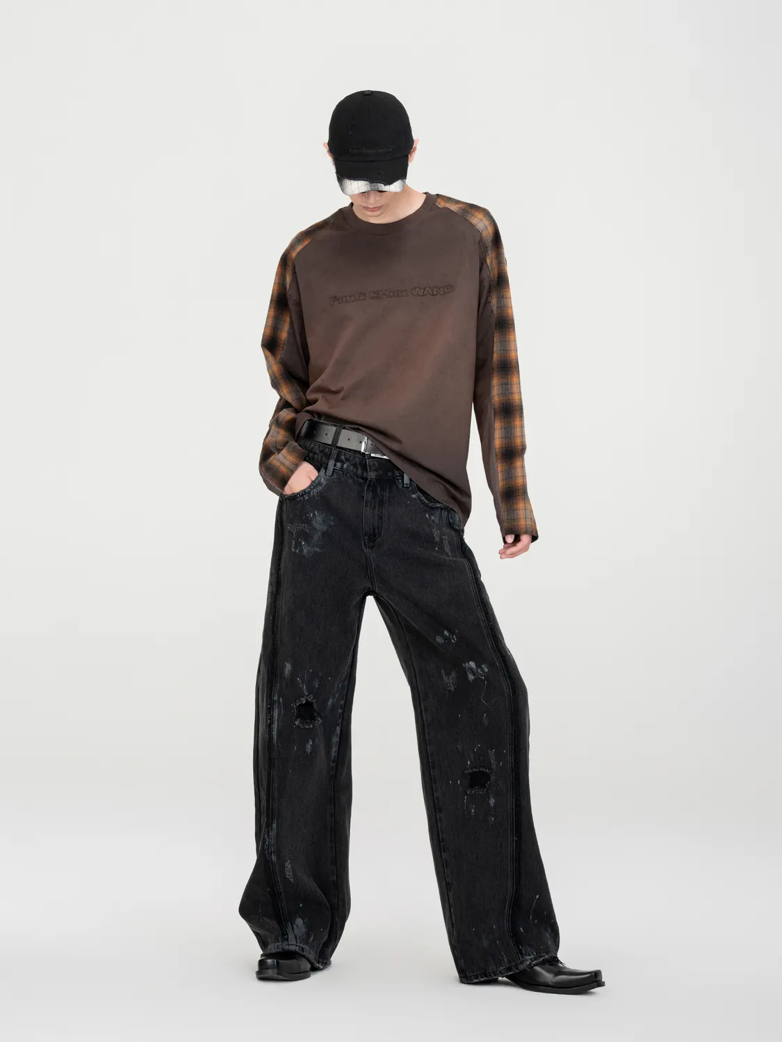 Feng Chen Wang Gradient Washed T-shirt brun langærmet