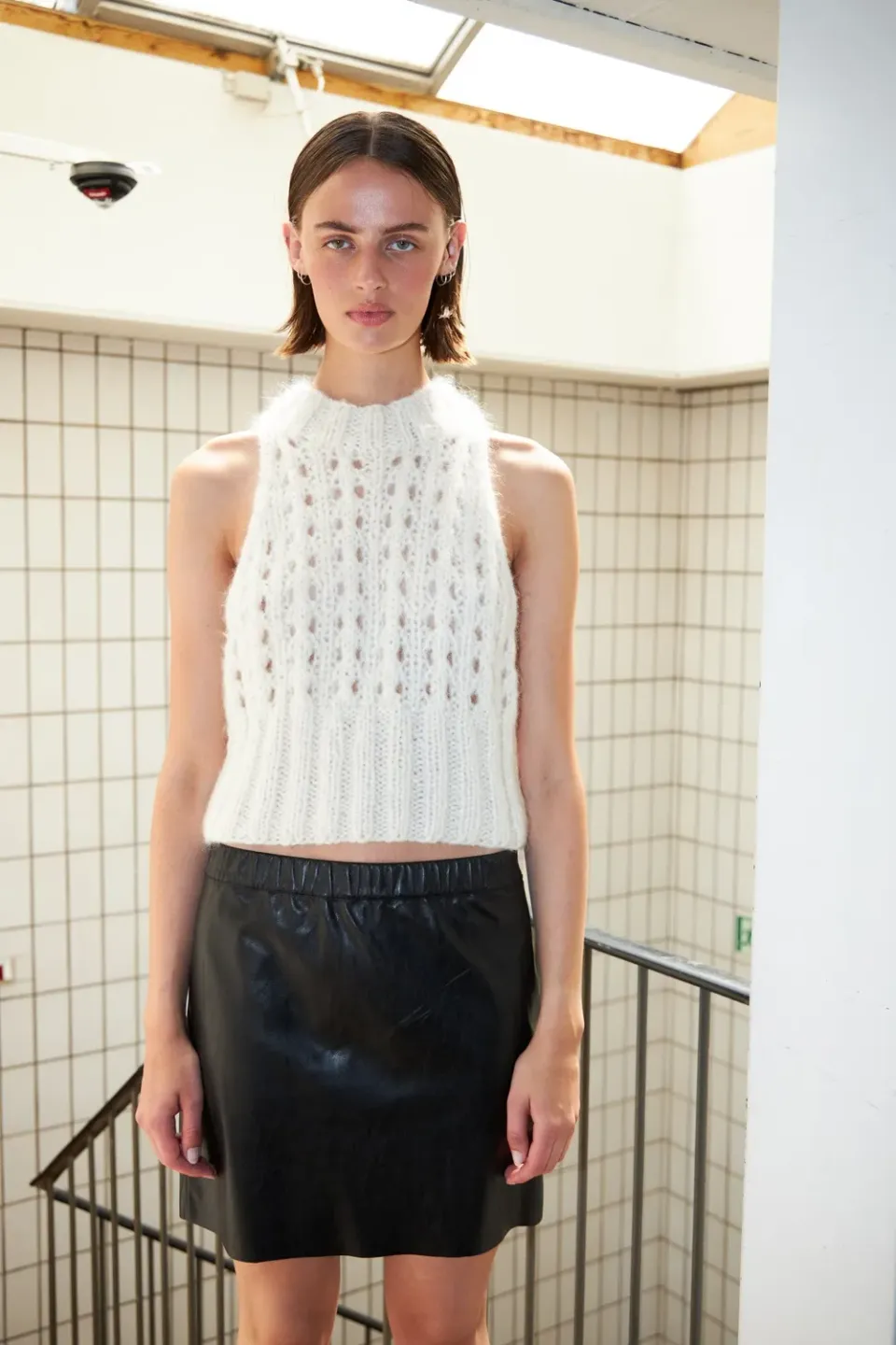 Dawn x Dare Ace strikket top 102 Chalk cropped