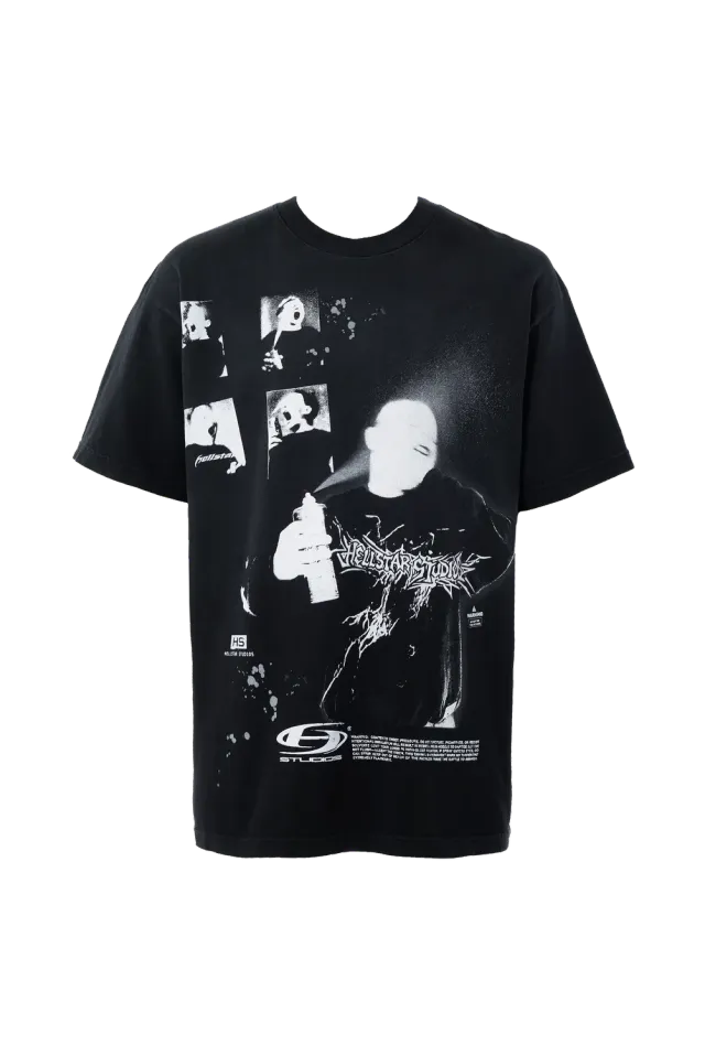 Hellstar Spraycan Faces t-shirt sort collageprint