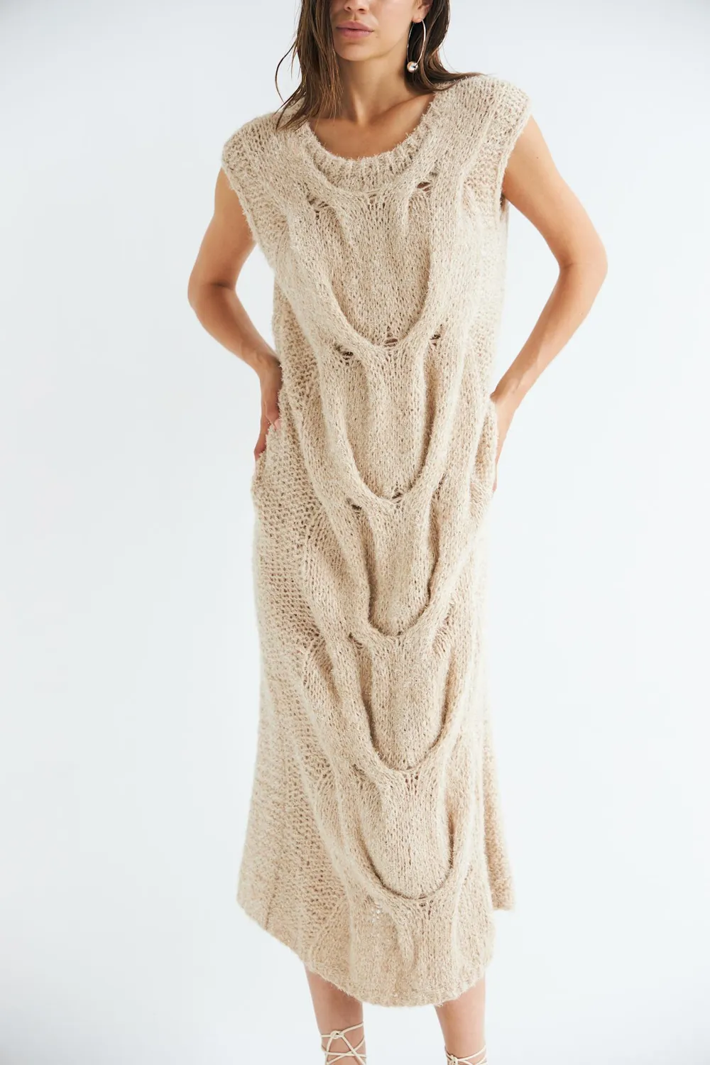 Dawnxdare Sille 592 strikkjole khaki viskose