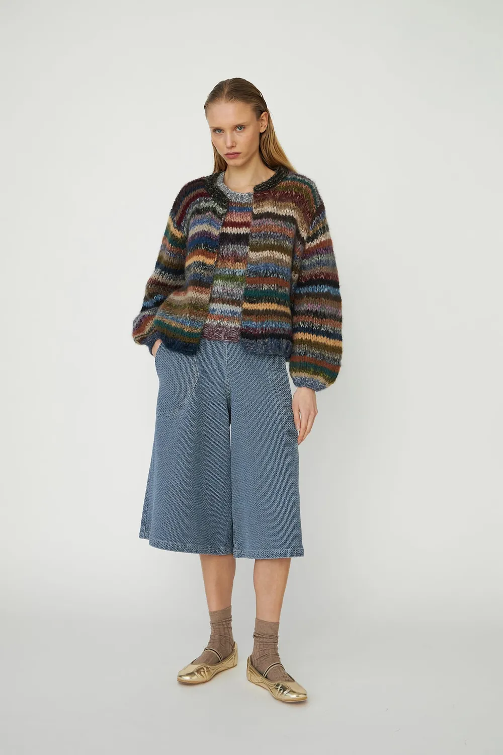 DAWNXDARE Gabi DS 990 Dark Multi cardigan mørk deadstock