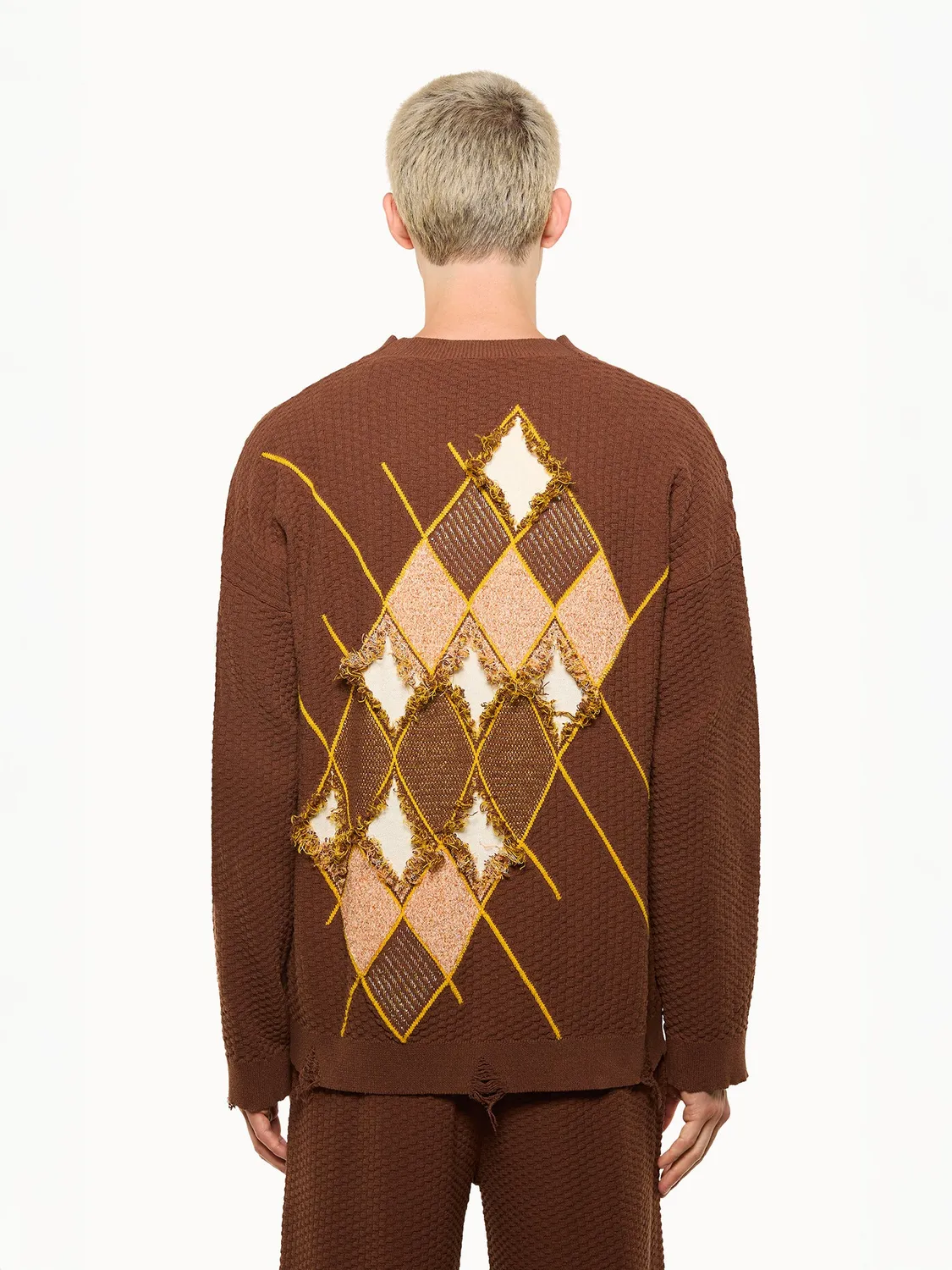 Laneus Argyle cardigan chocolate ternet bomuld