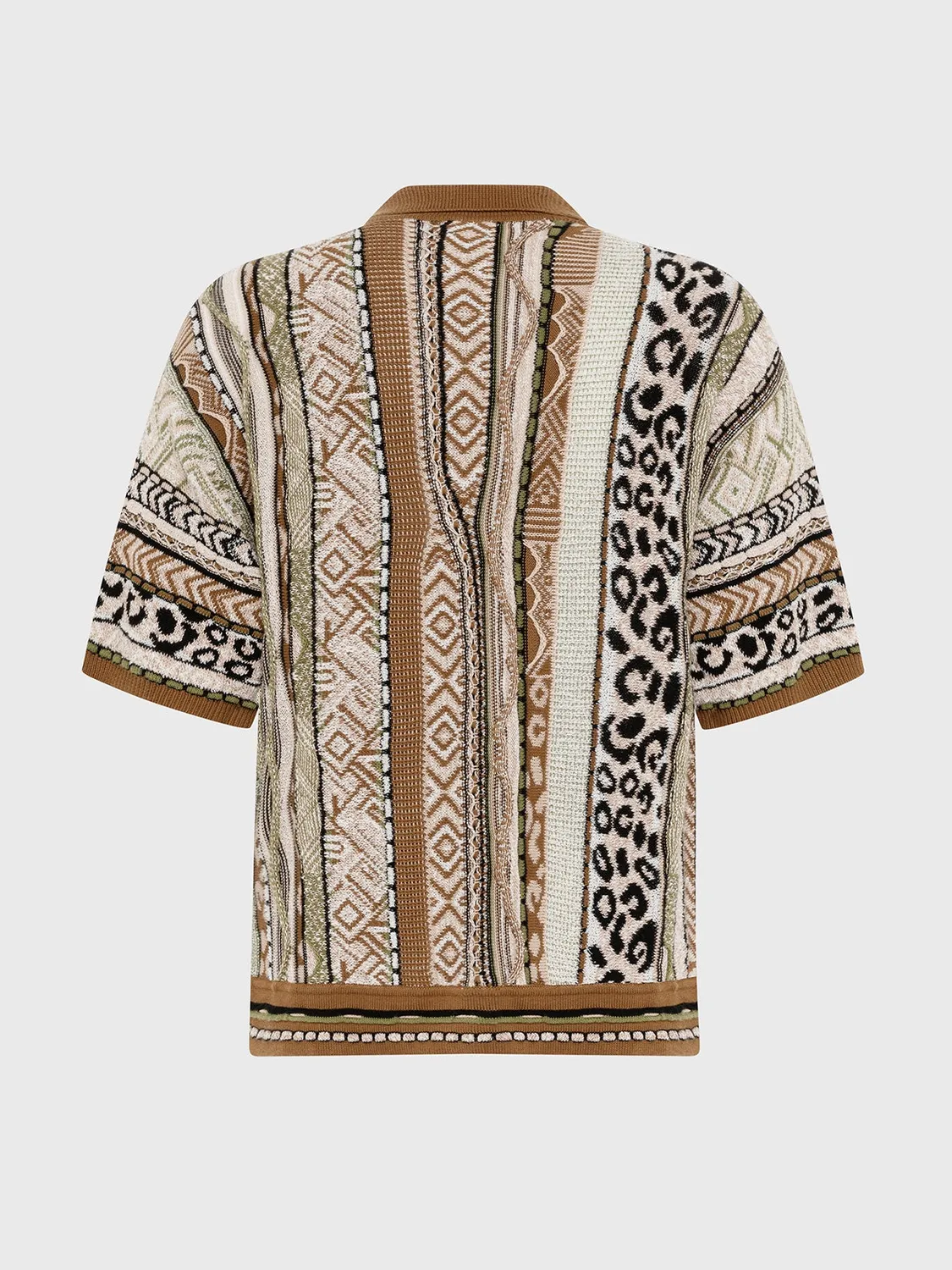 Laneus Jacquard strikket polo chokolade bomuld