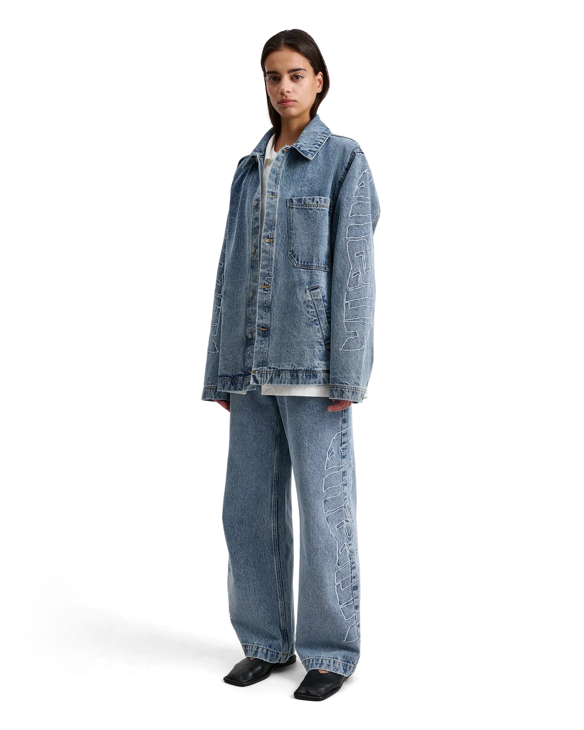 Alis Viren worker jakke Washed Light Blue bomuld