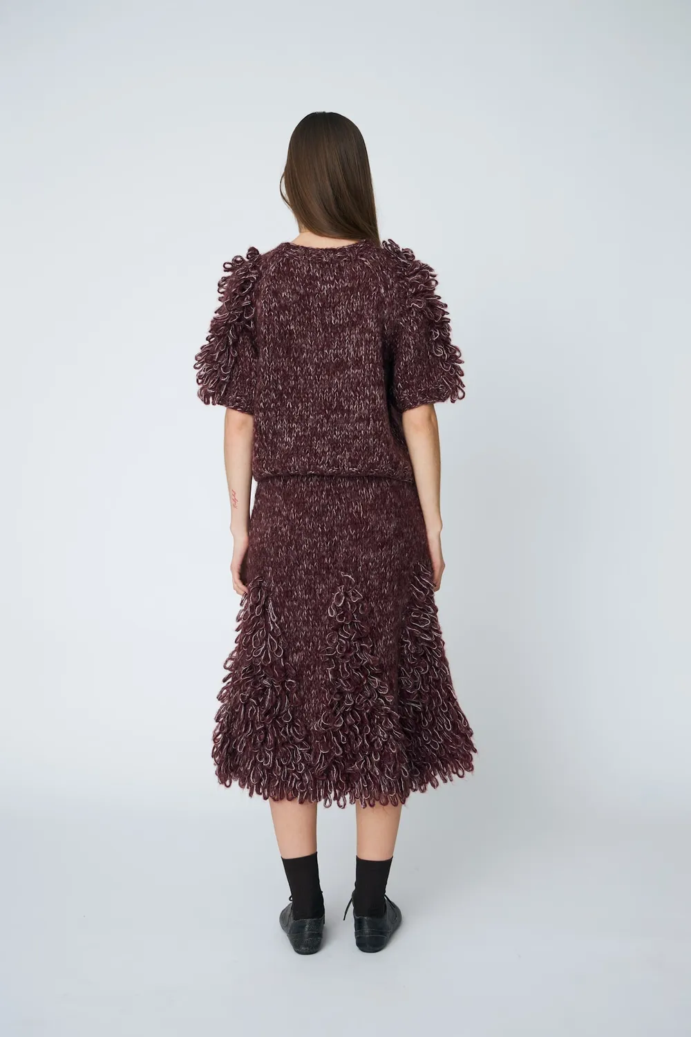 DAWNXDARE Edie 340 Raisin strikskørt mohair