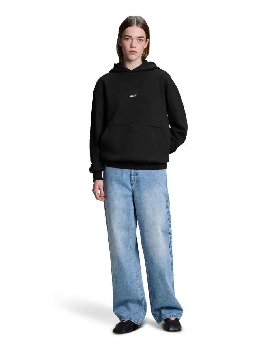 Alis Aori Logo hættetrøje solid black bomuld