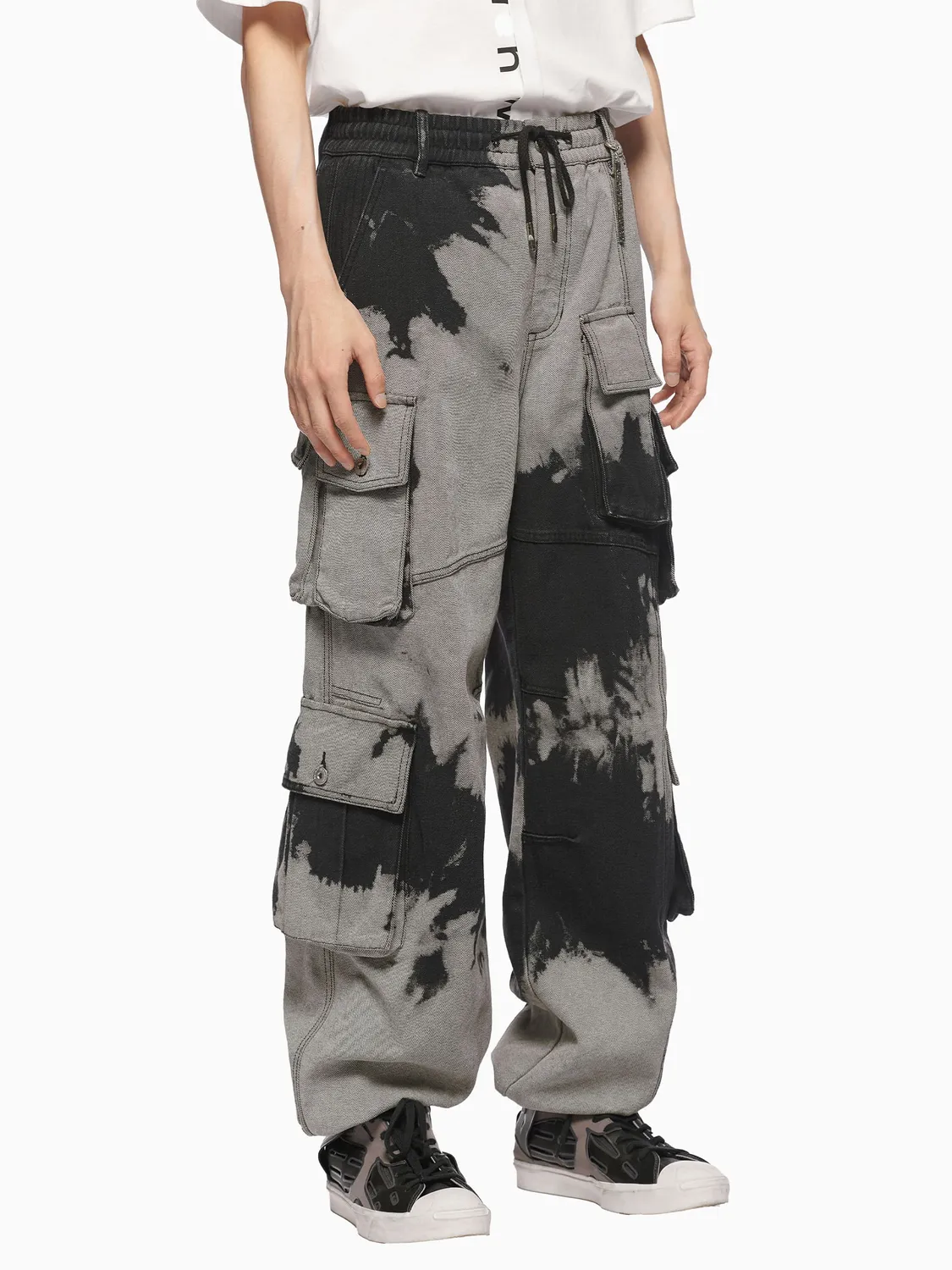 Feng Chen Wang Denim Tie-Dye cargobukser blå