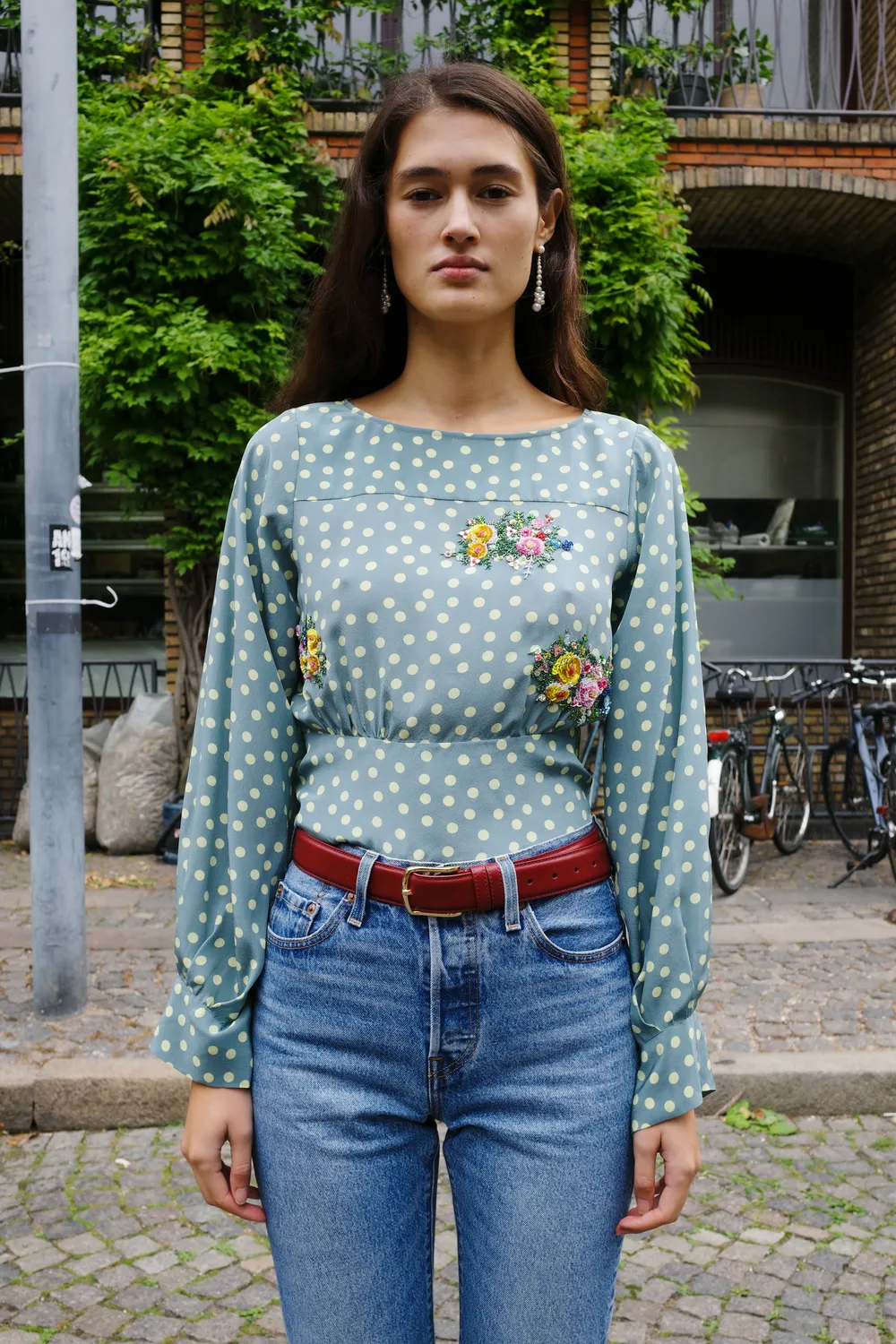 Caro Editions Olga top silke prikket crepe S-L