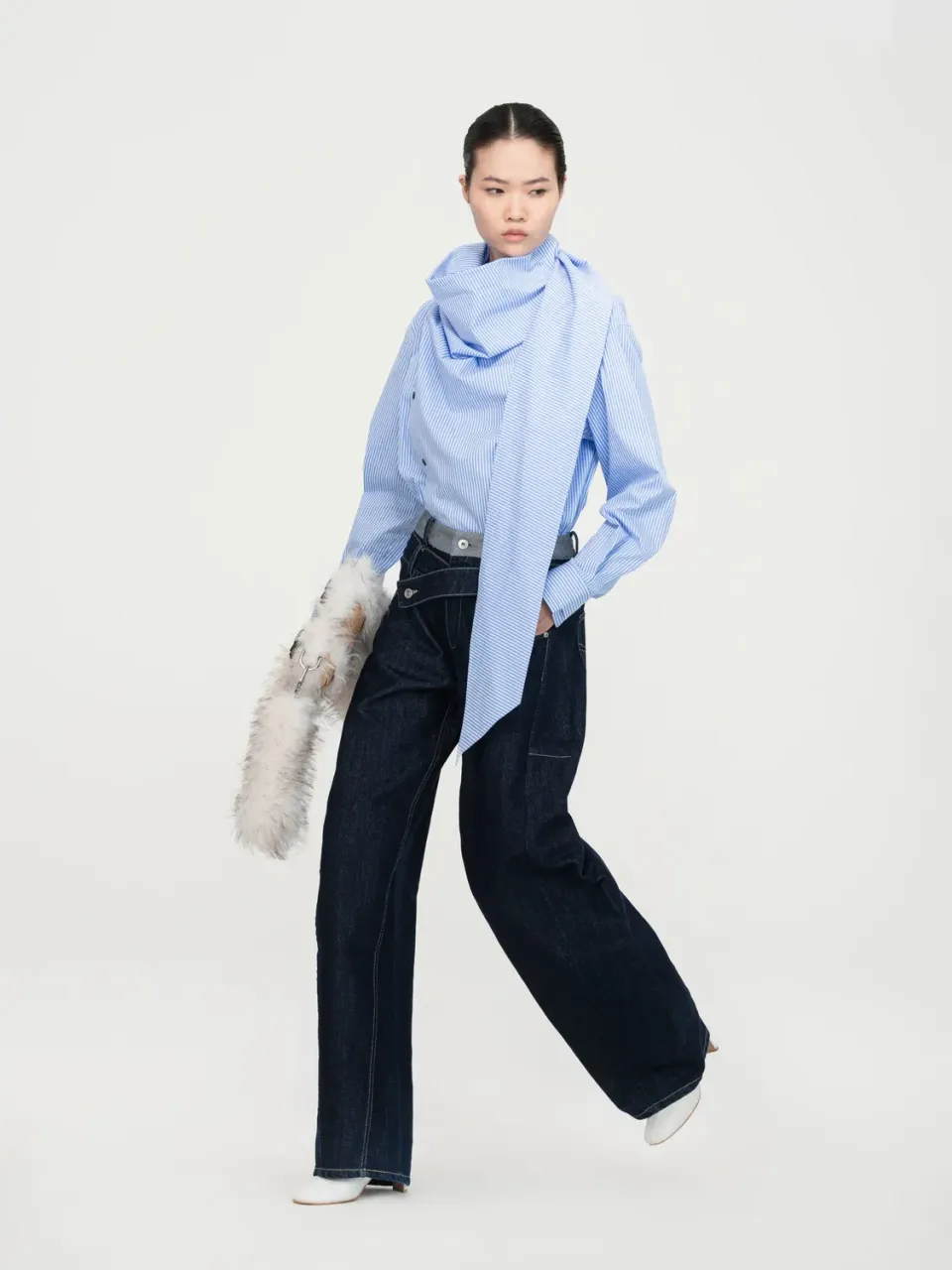 Feng Chen Wang Double Waistband jeans navy