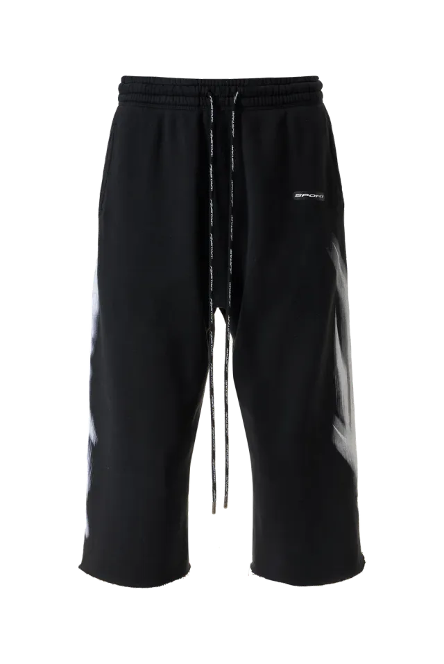 Hellstar Blur 3/4 shorts sort fleece knælange