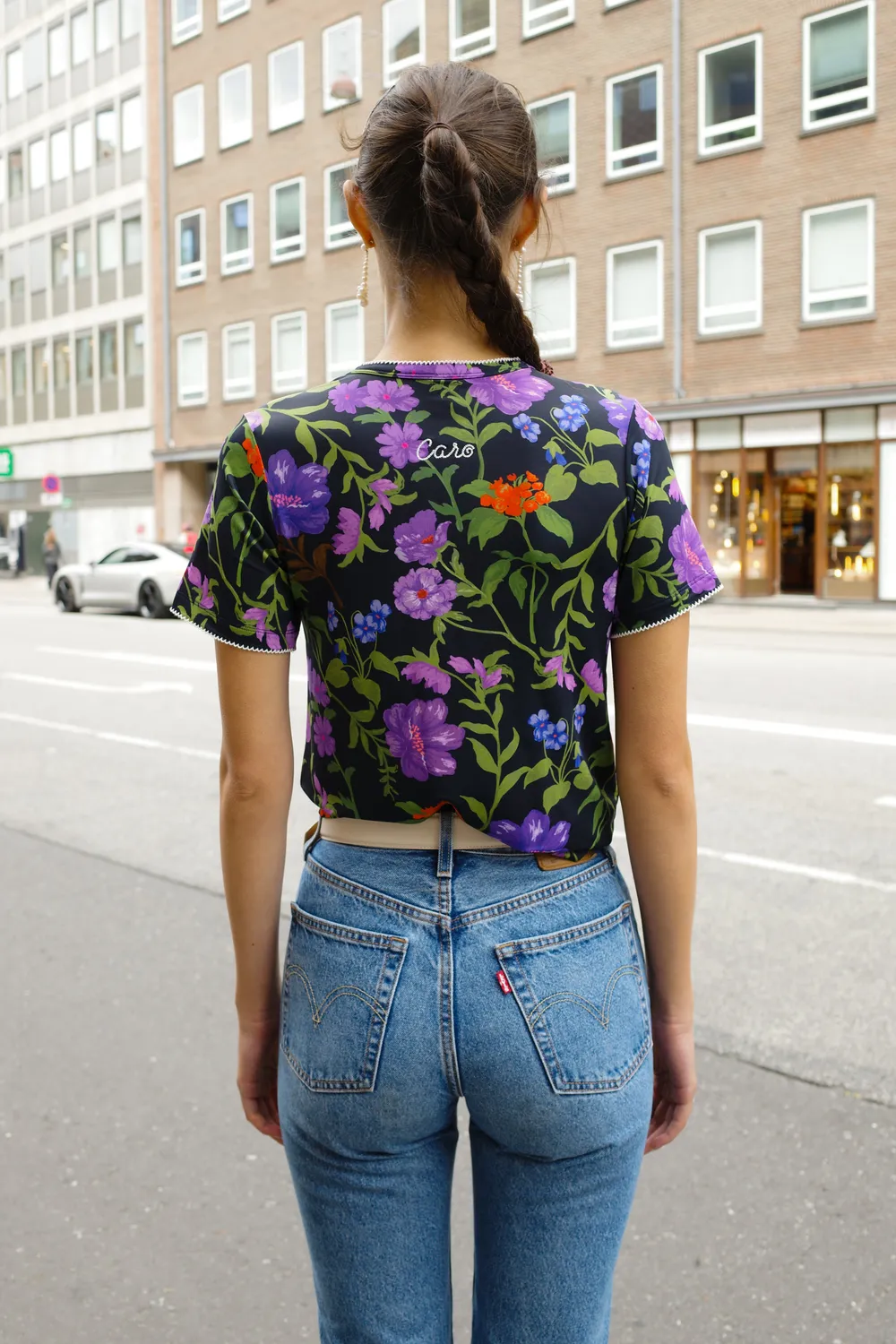Caro Editions Caro t-shirt lilla blomst jersey