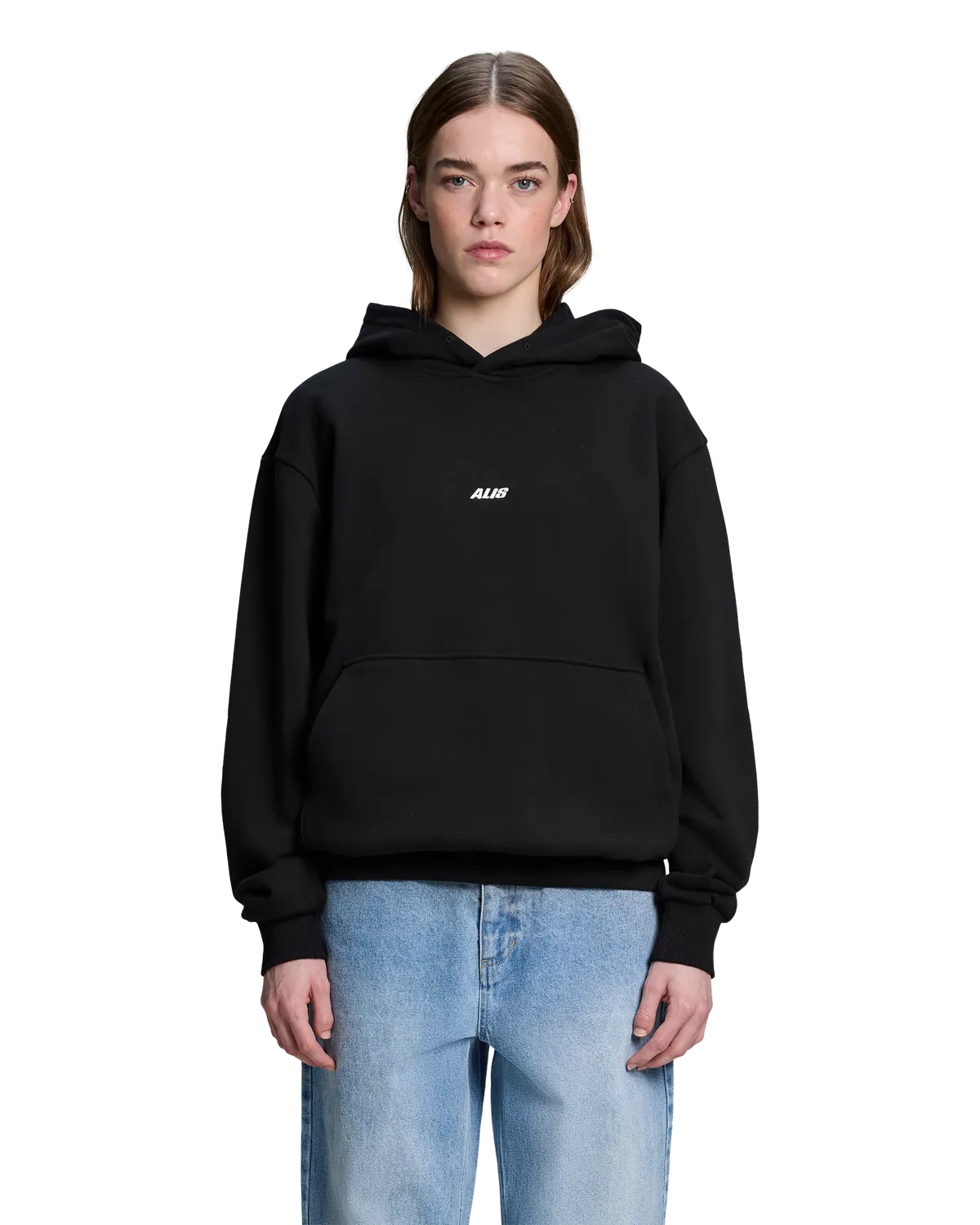 Alis Aori Logo hættetrøje solid black bomuld