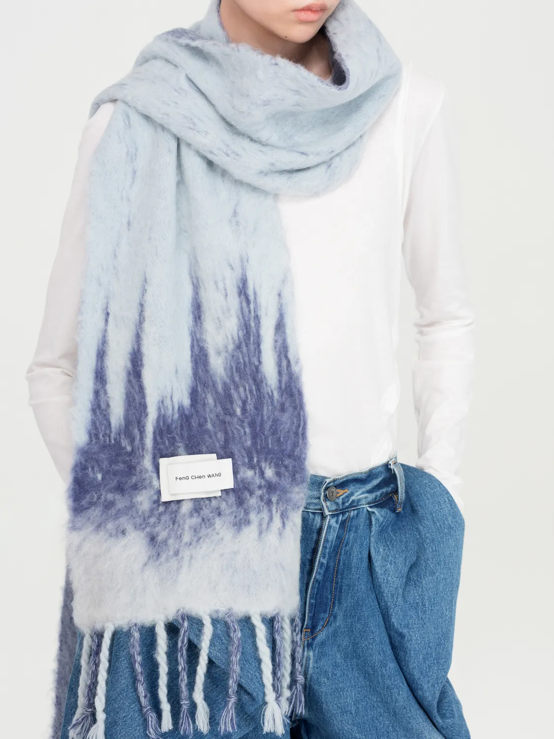 Feng Chen Wang Gradient Jacquard tørklæde blå OS