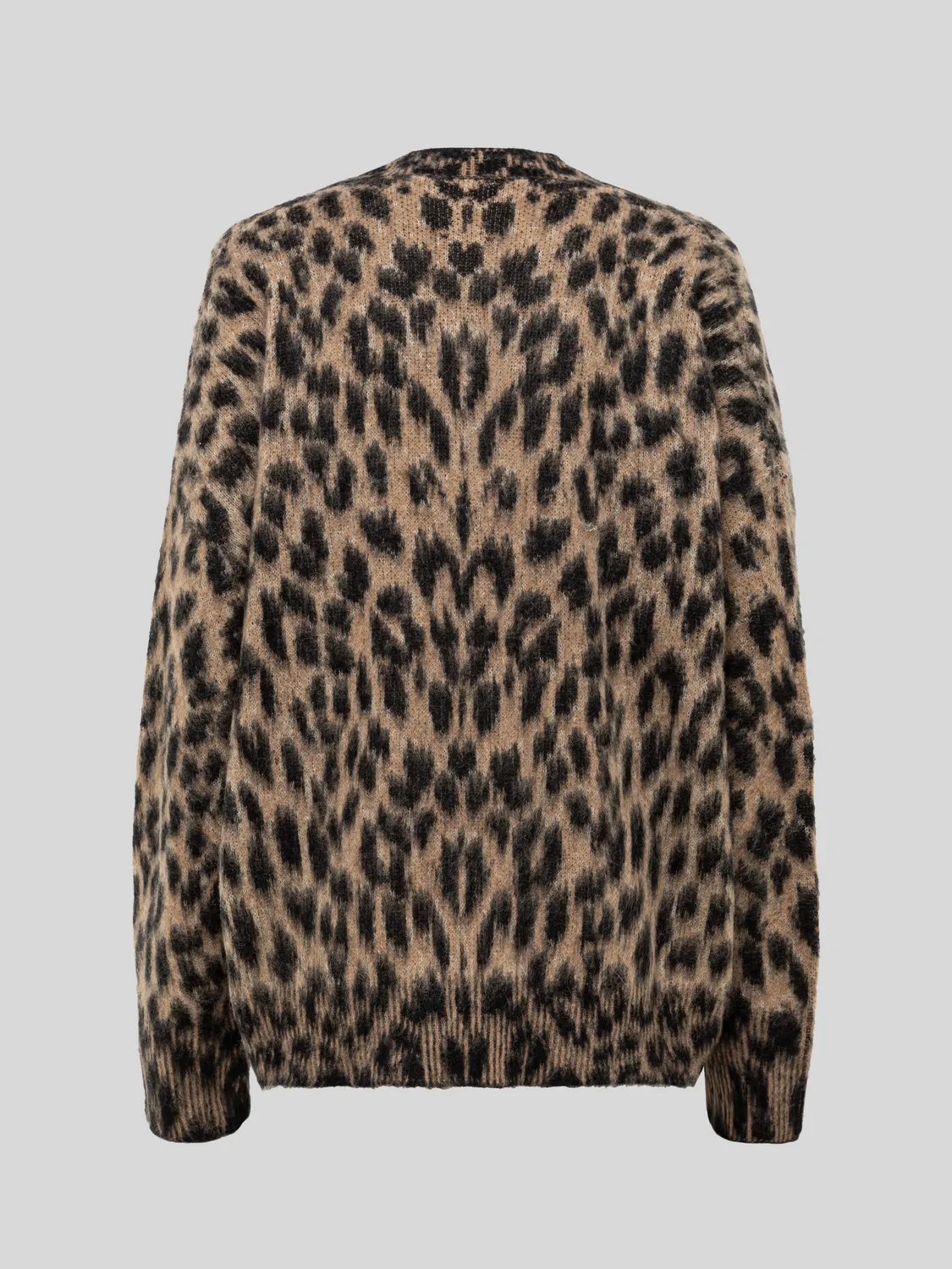 Laneus brushed leopard cardigan alpaka natural