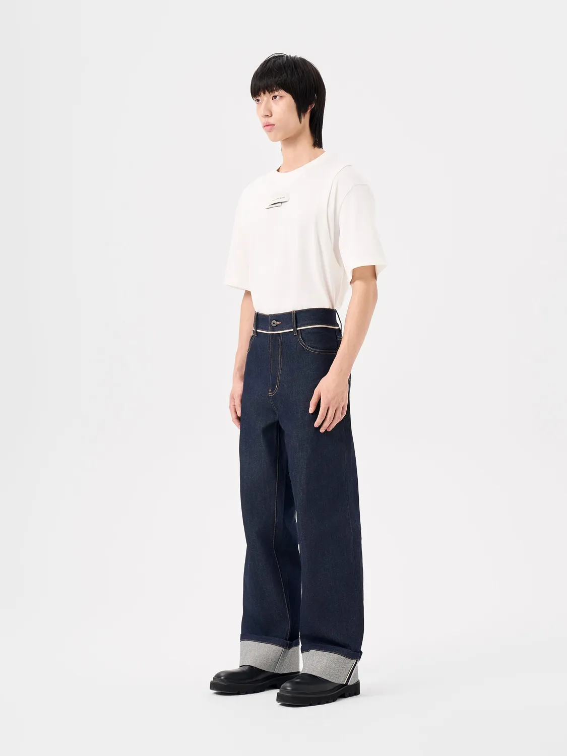 Feng Chen Wang Straight-Leg jeans mørkeblå opslag