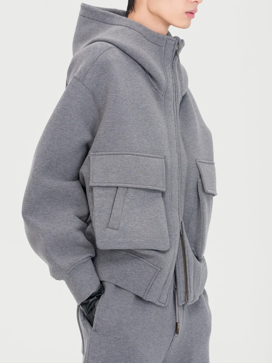 Feng Chen Wang Grey Spacer hoodie lynlås grå