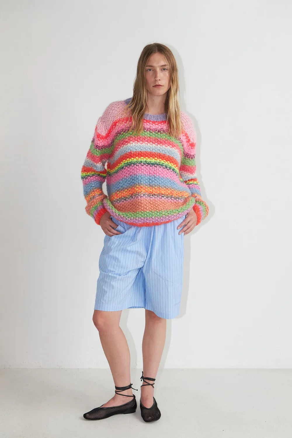 DAWN x DARE HALEY strikpullover multi stribet mohair